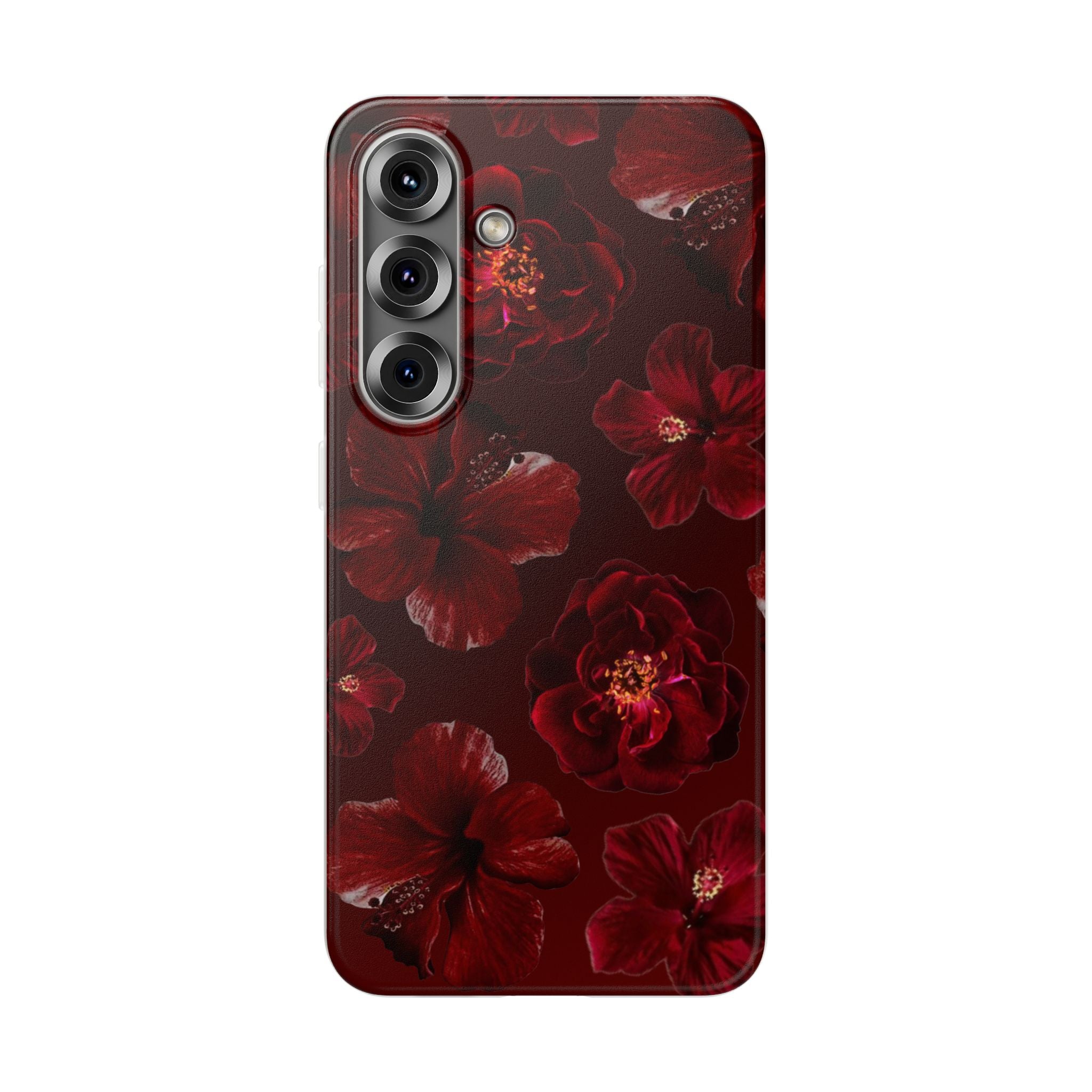Red Floral Flexi Case — Dark Rose Phone Case