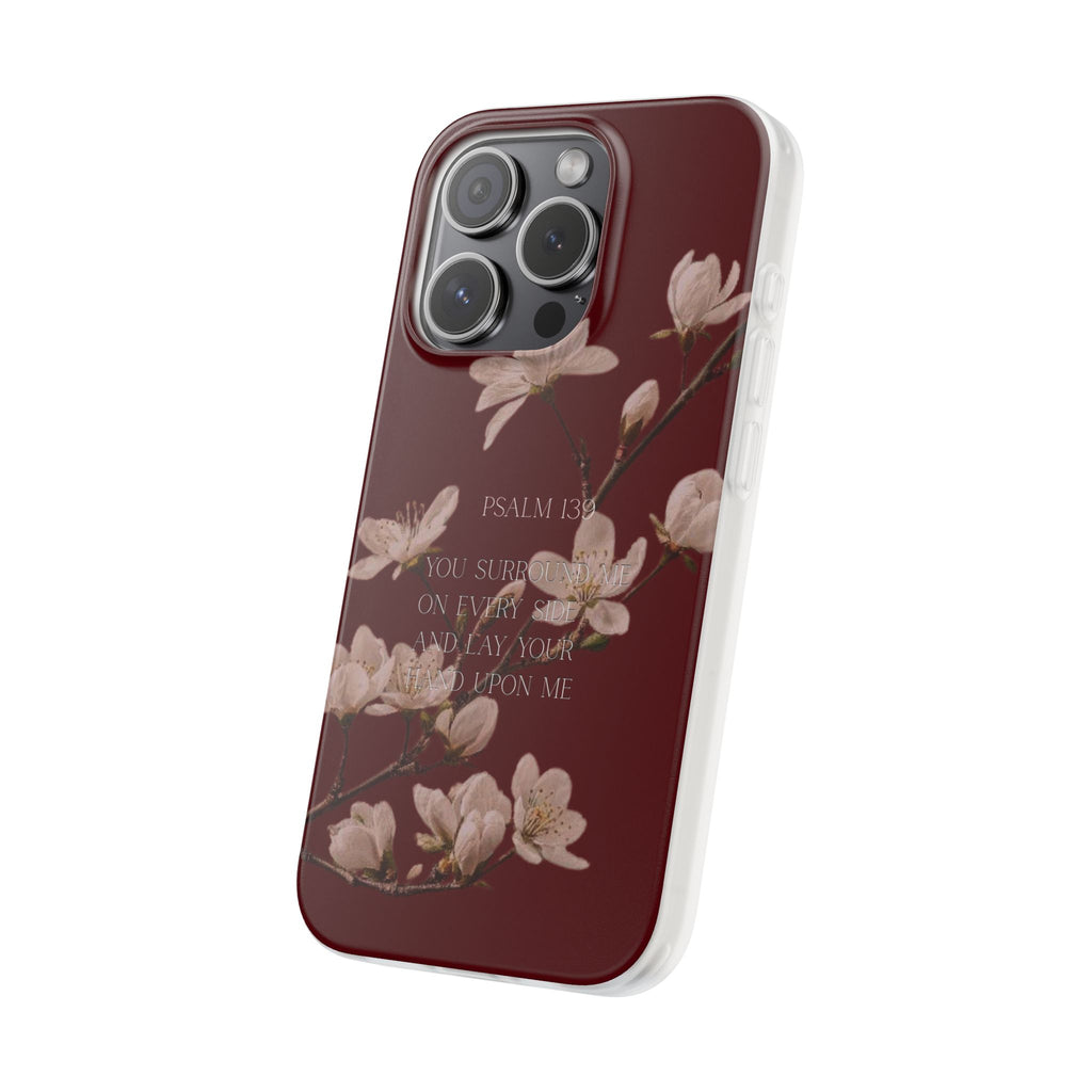 Floral Psalm Phone Case — Psalm 139 Scripture Cherry Blossom iPhone Cover