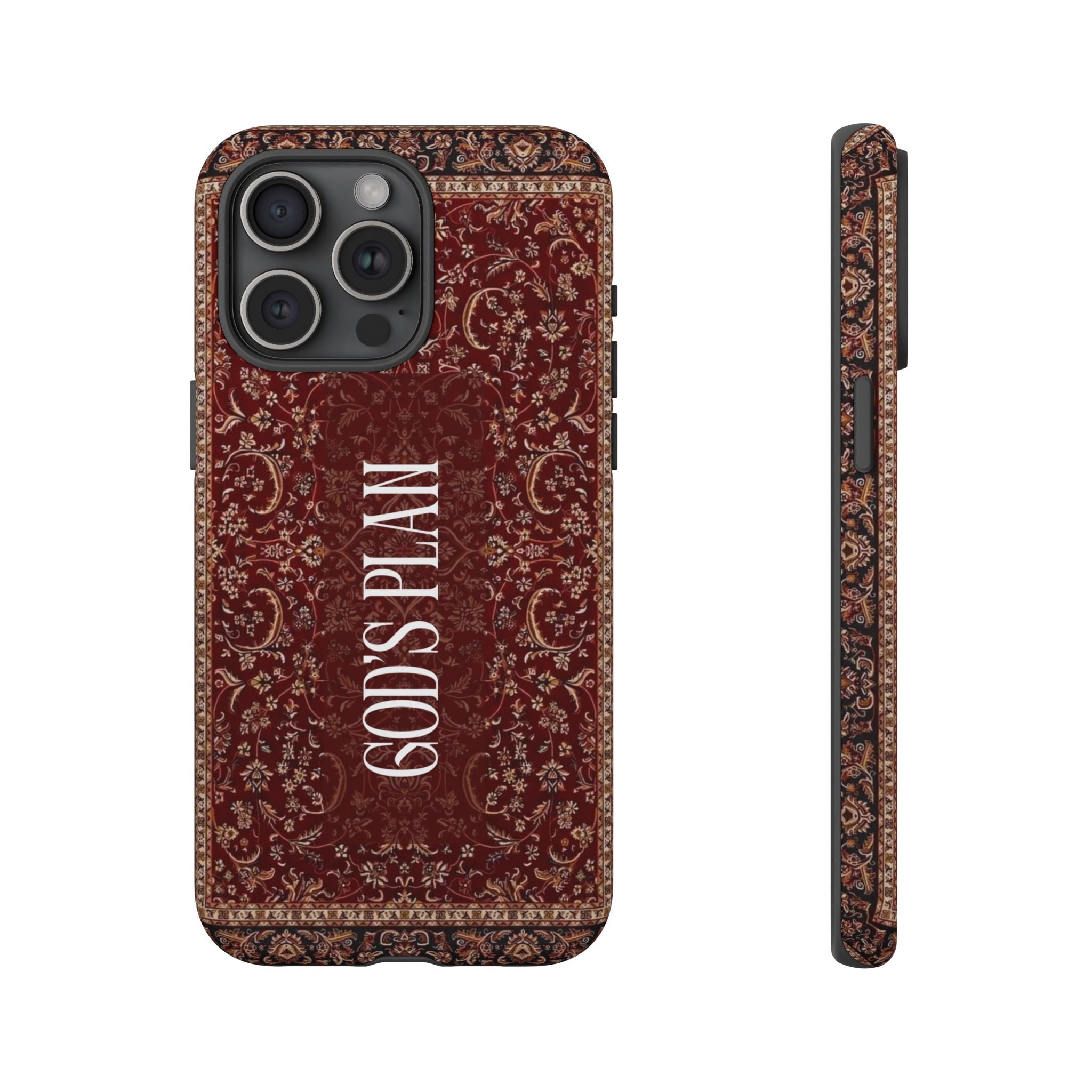 God's Plan — Vintage Tapestry Christian Tough Phone Case | Boho Faith Cover