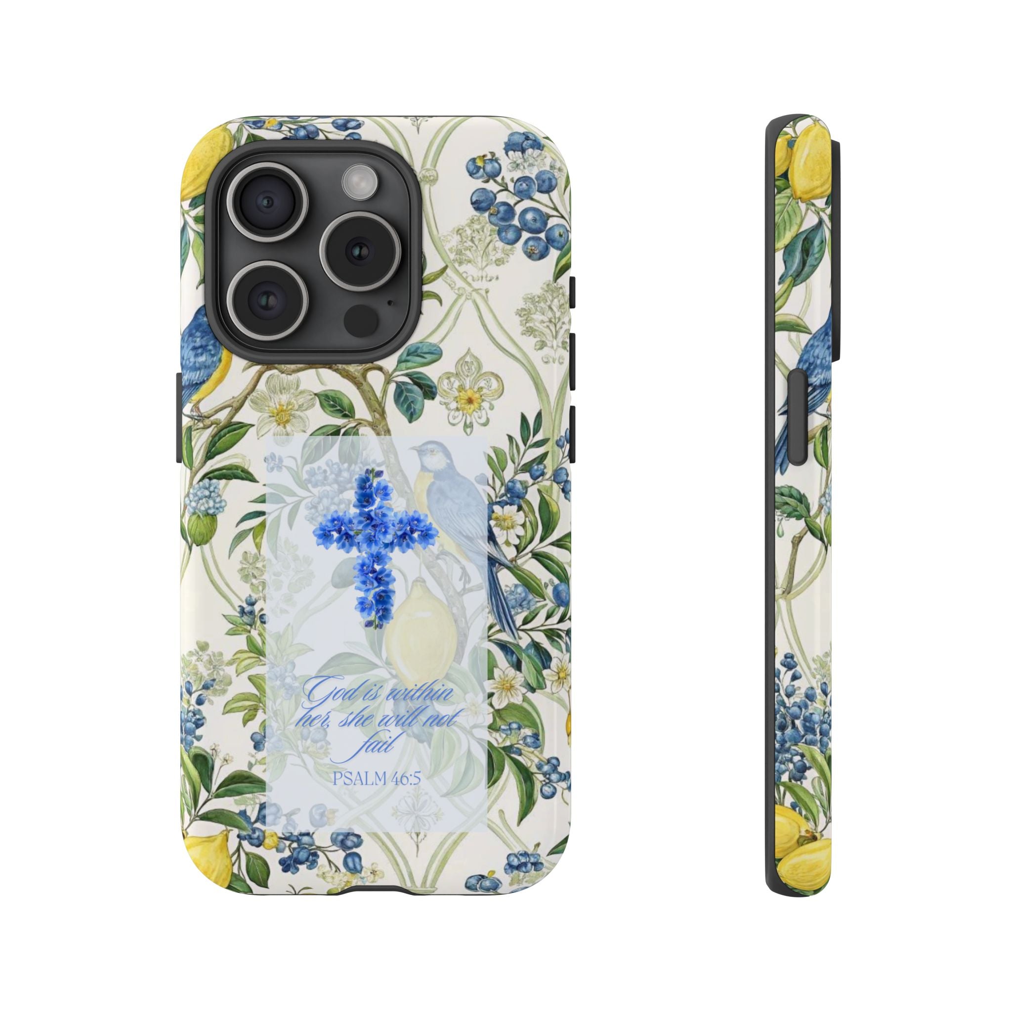 Floral Cross Tough Phone Case — Psalms Blessing Protective Cover