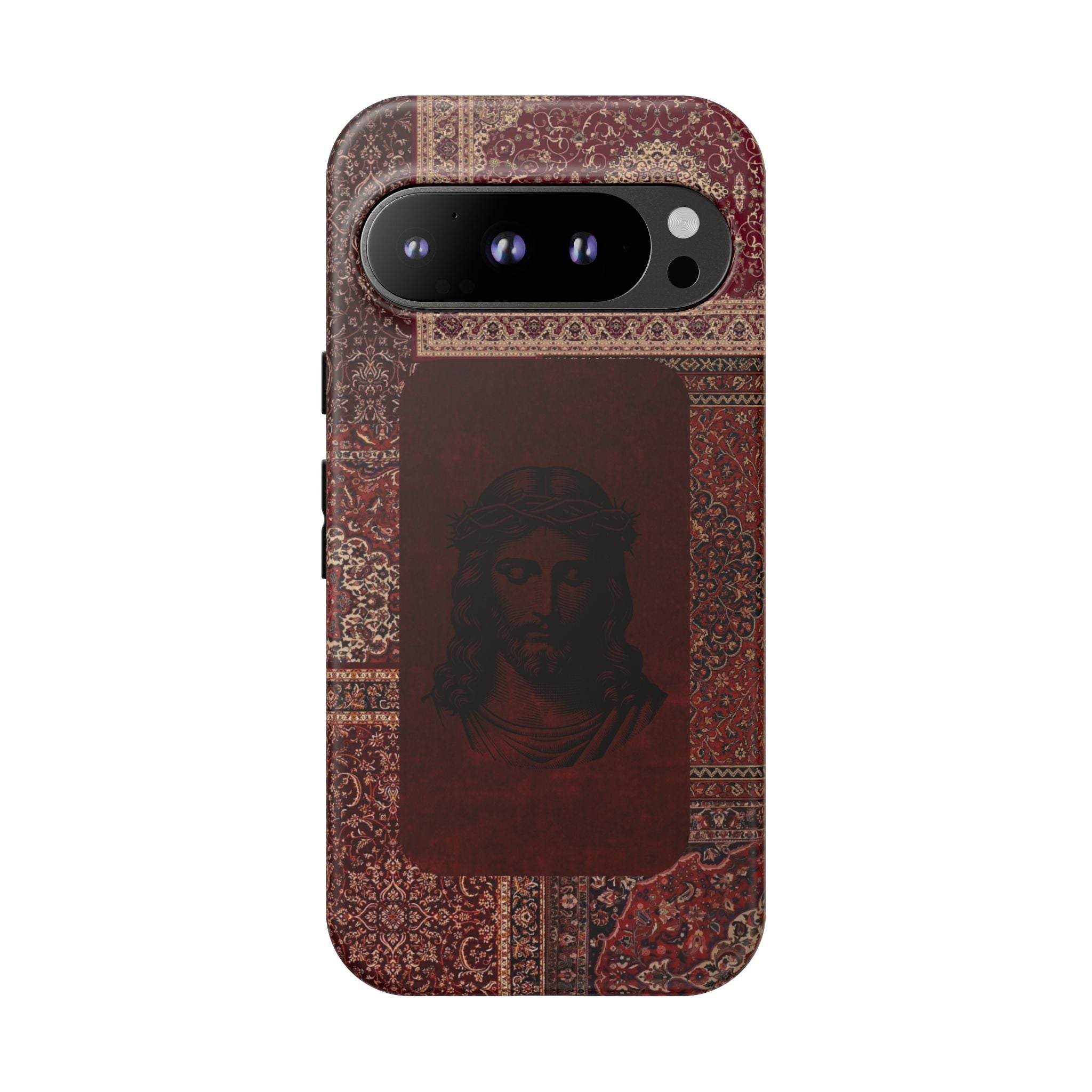 Religious Vintage Rug Phone Case — Jesus Portrait Tough Case