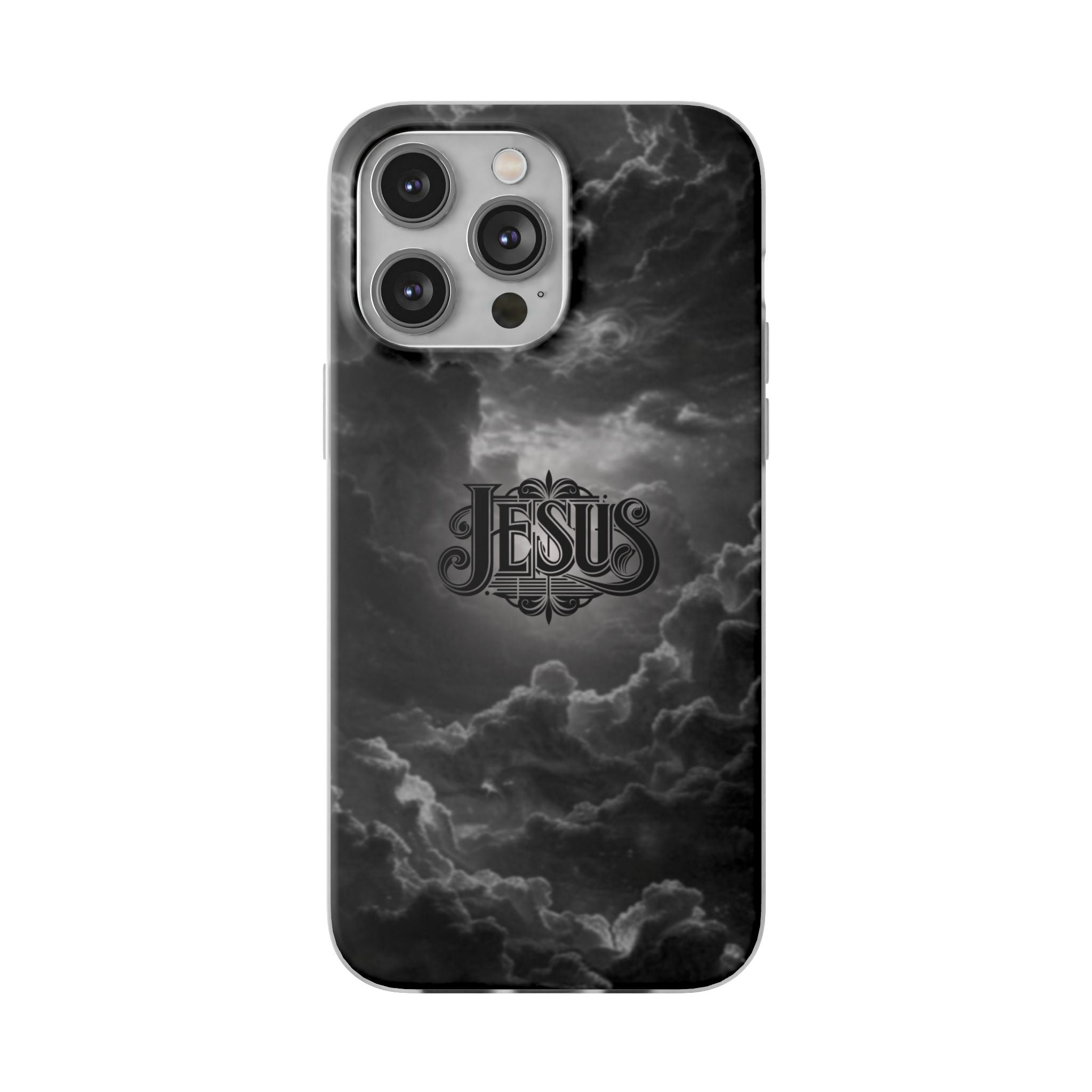 Jesus Cloud Phone Case — Faith-Inspired Flexi Case with 'Jesus' Script