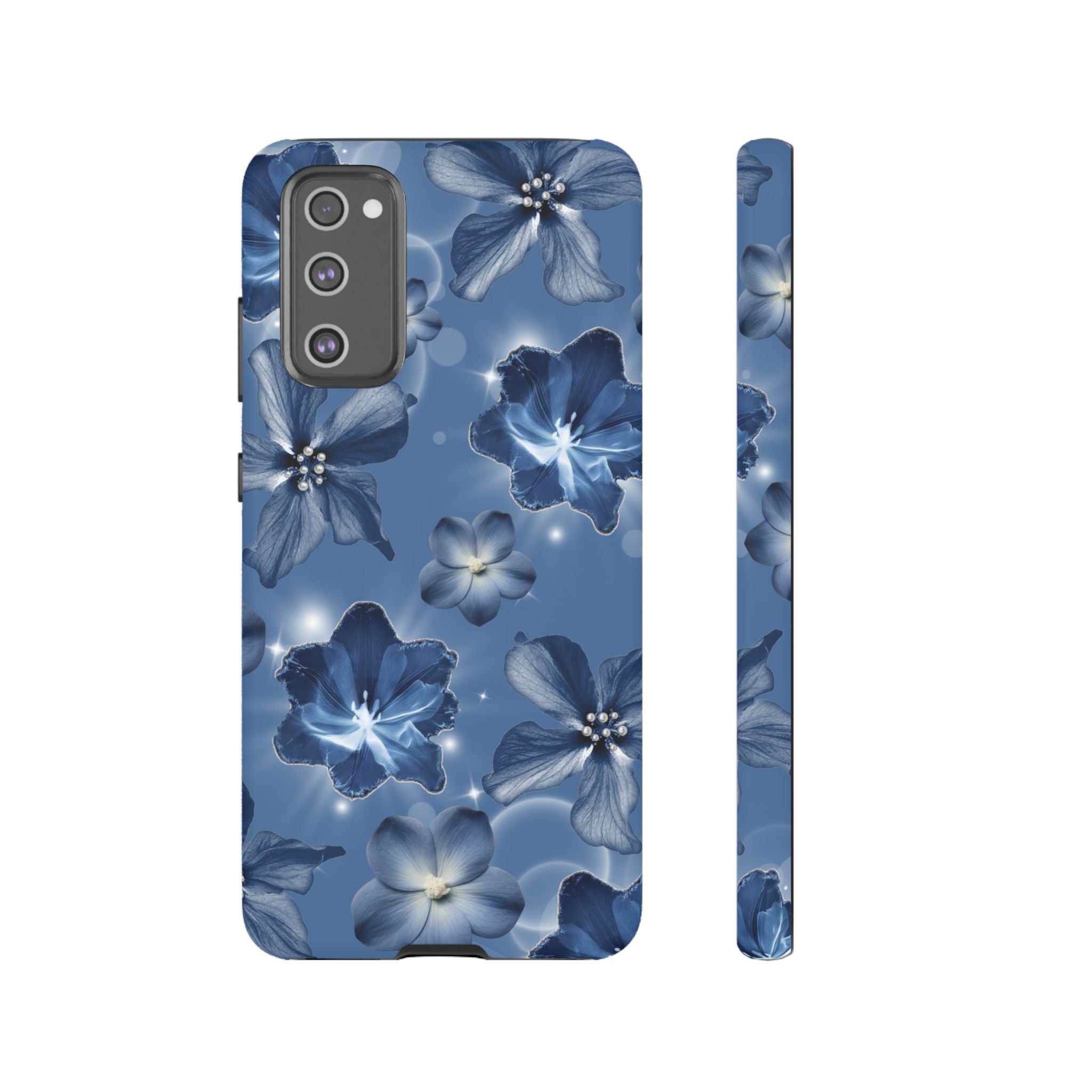 Blue Floral Tough Phone Case — Protective Blossom Design
