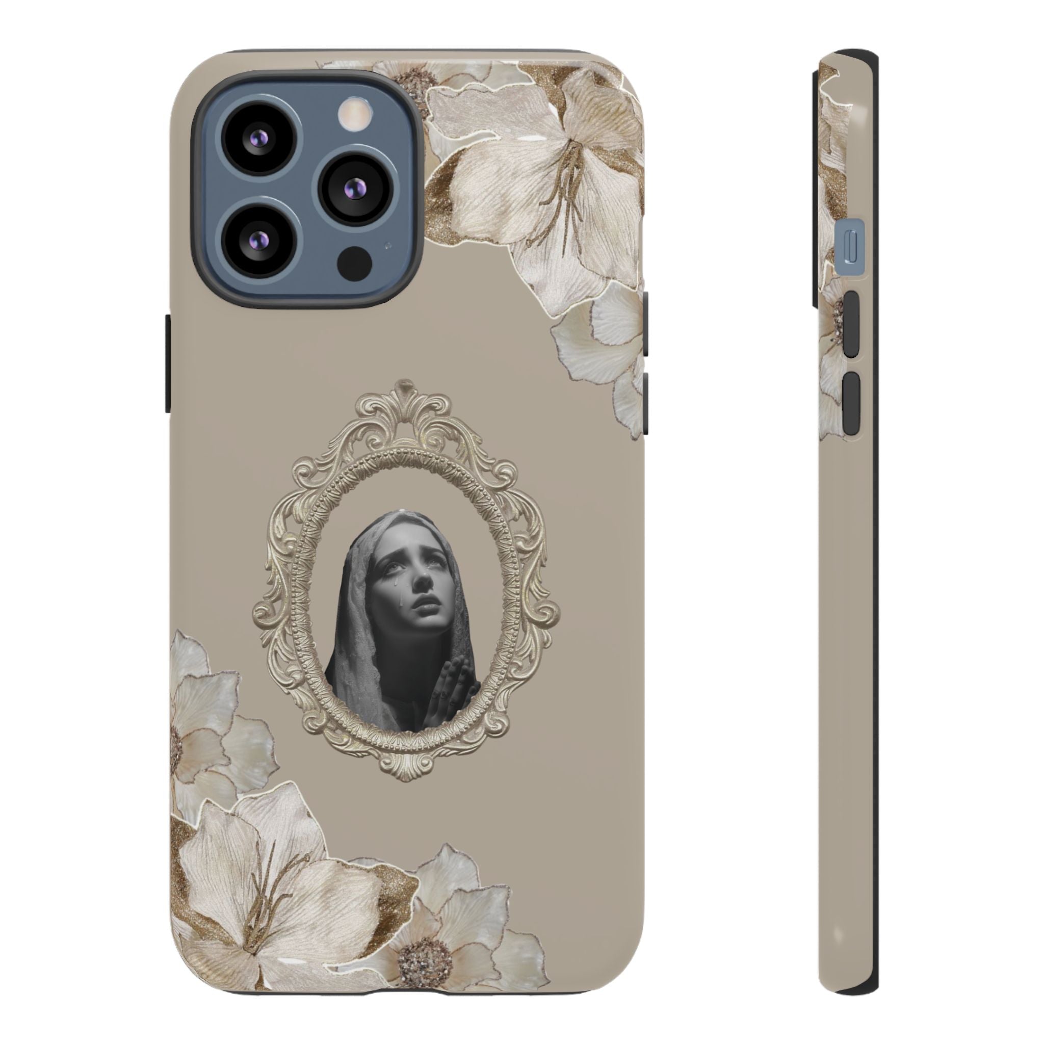 Vintage Floral Phone Case with Sacred Madonna Portrait