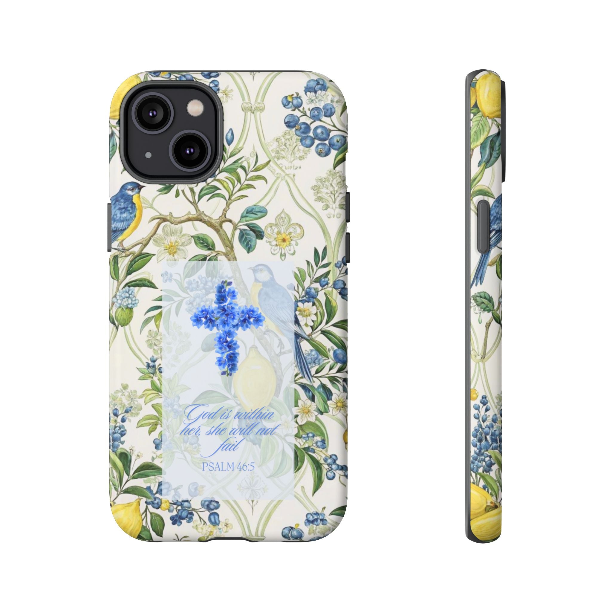 Floral Cross Tough Phone Case — Psalms Blessing Protective Cover