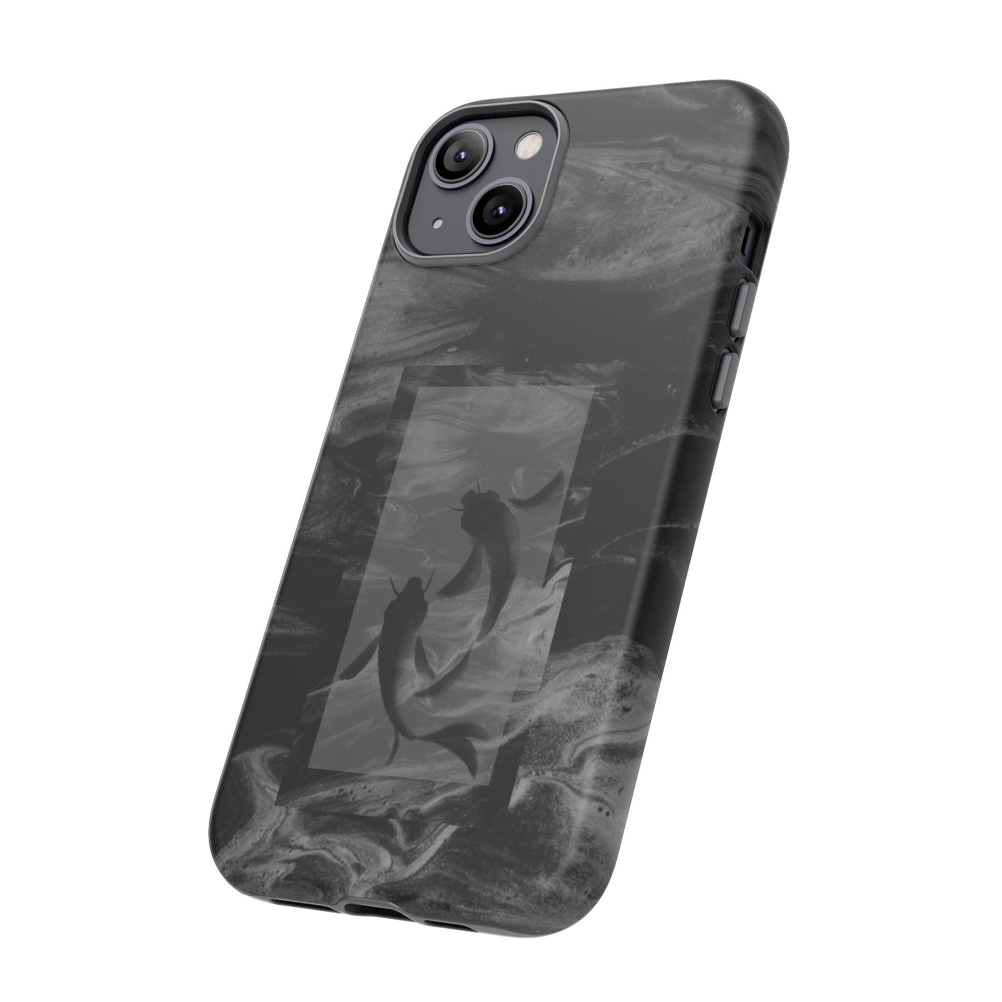 Koi Yin-Yang Marble Phone Case – Black Smoky Art Protection