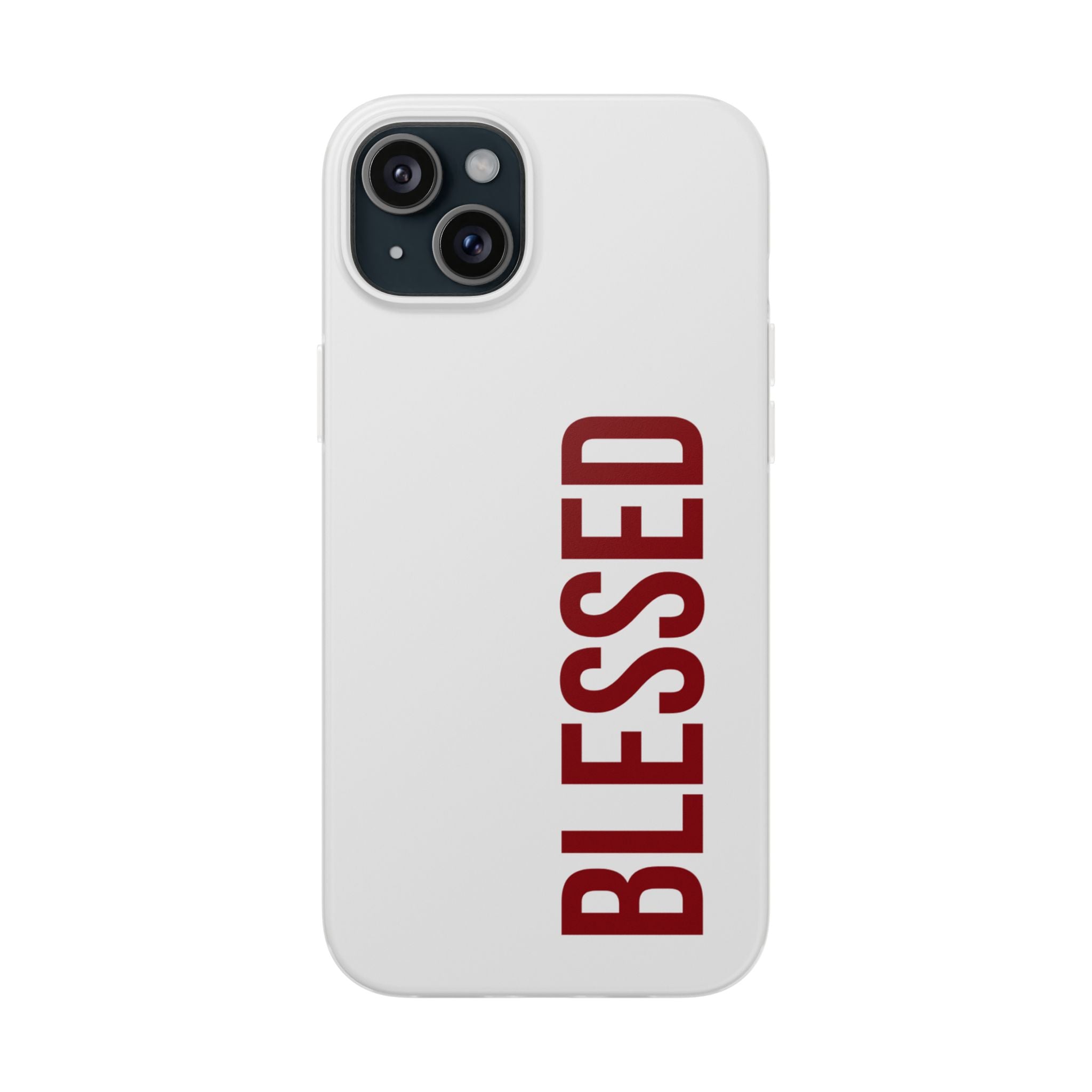 Blessed Phone Case — Vertical Red Typography Clear Flexi Case