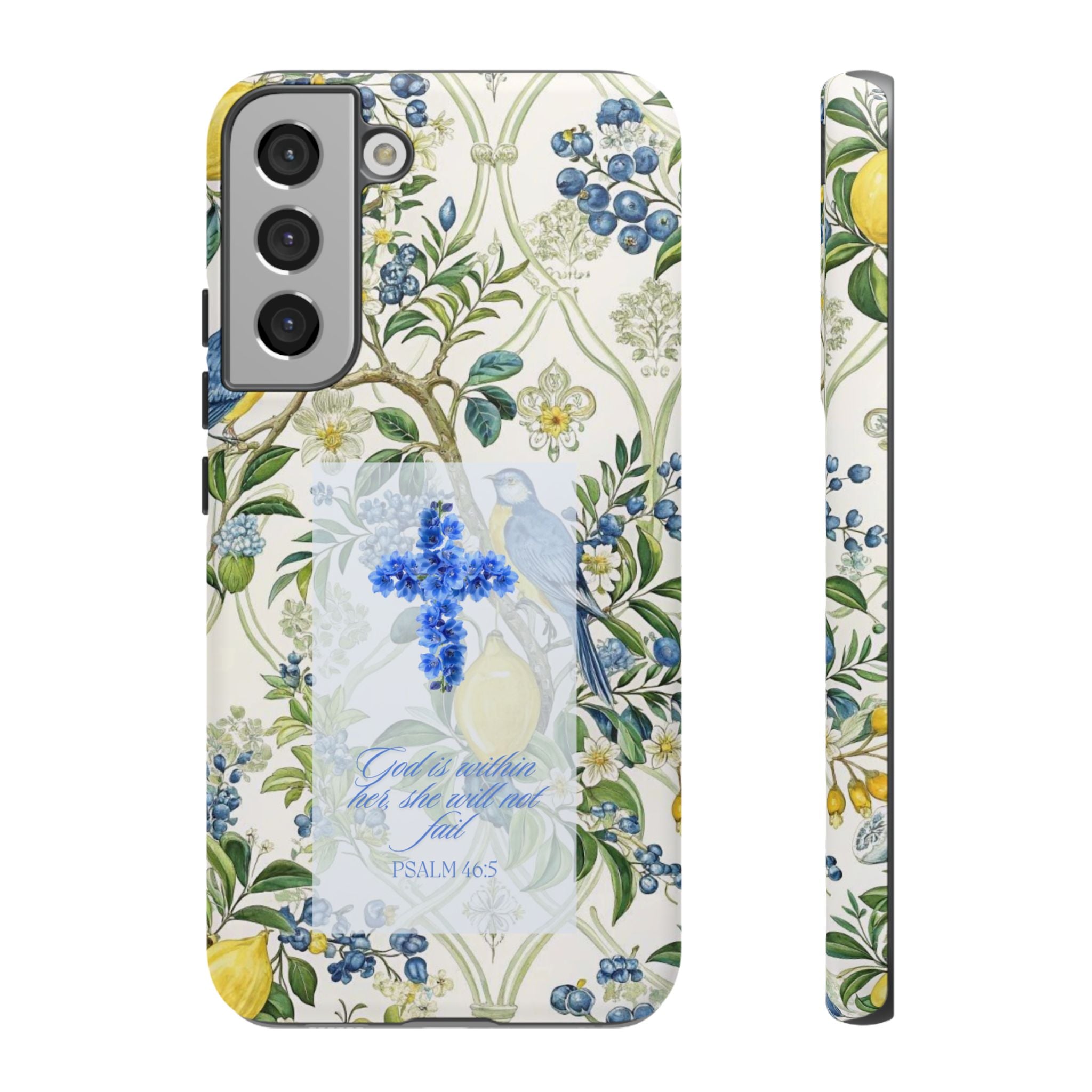 Floral Cross Tough Phone Case — Psalms Blessing Protective Cover