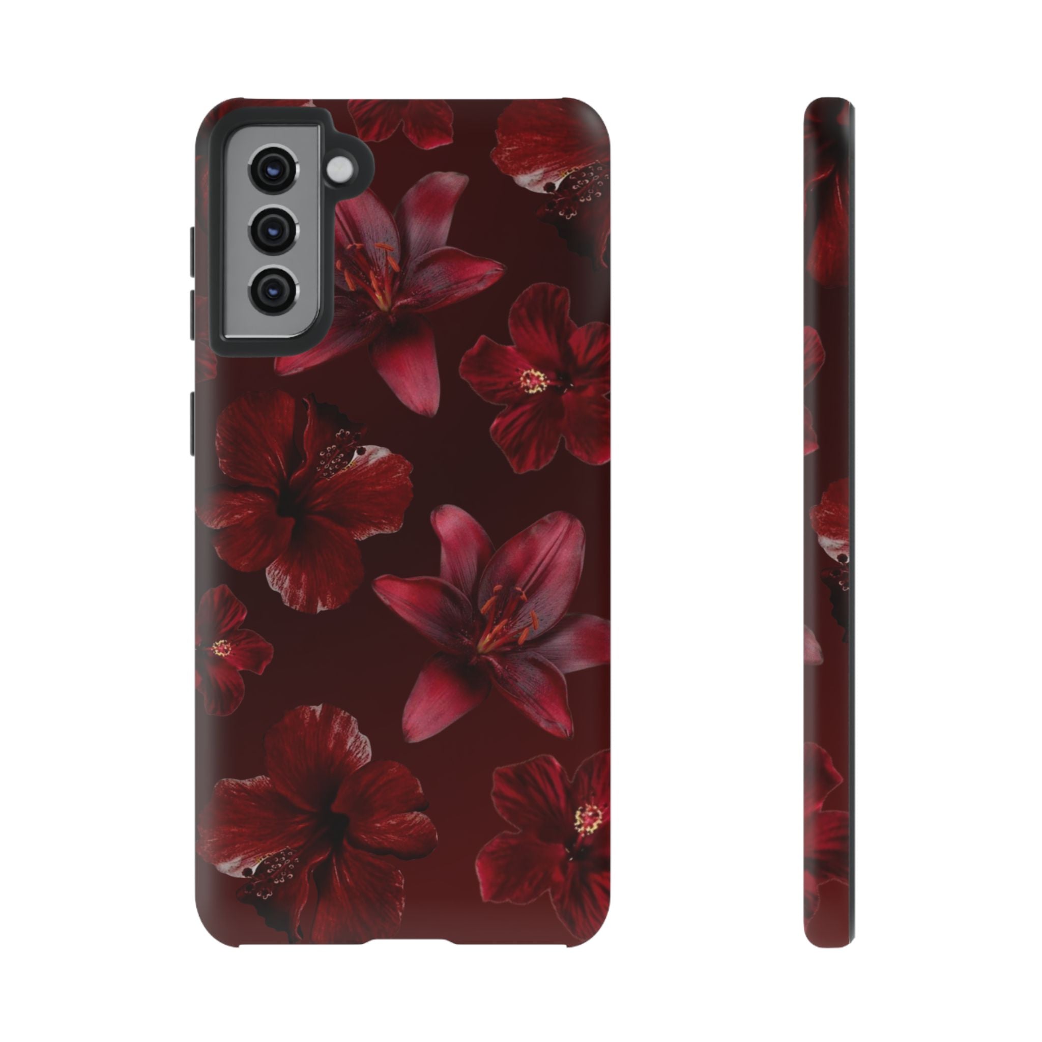 Tough Cases - Dark Red Floral Phone Case