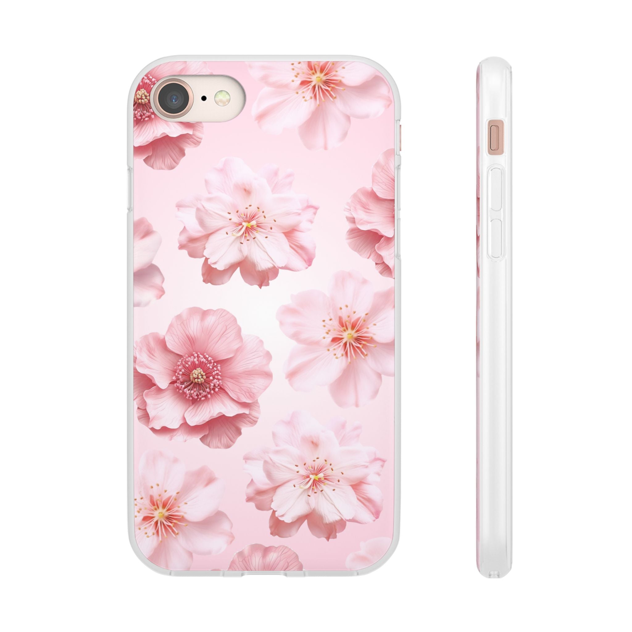 Pink Cherry Blossom Phone Case — Floral Slim Flexi Case for iPhone
