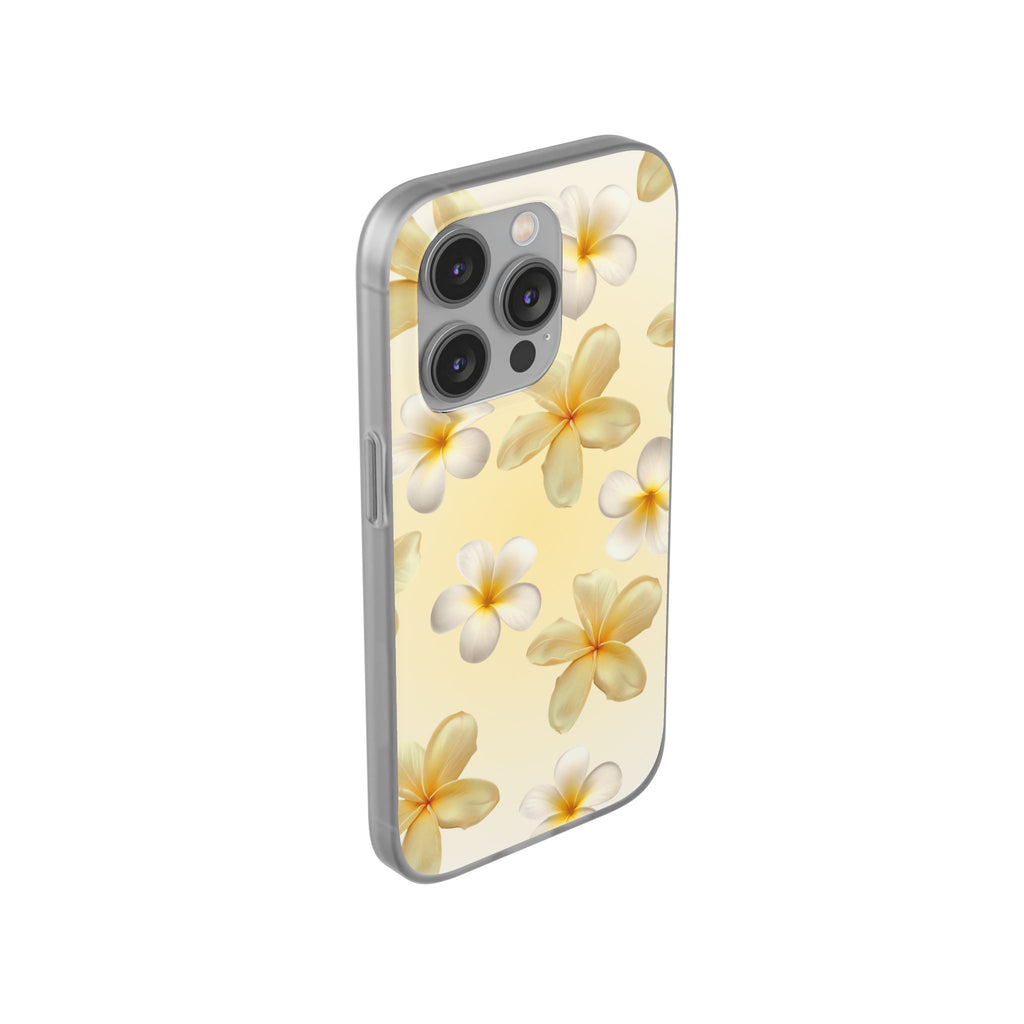 Plumeria Floral Flexi Phone Case — Tropical Yellow Flower Protective Cover