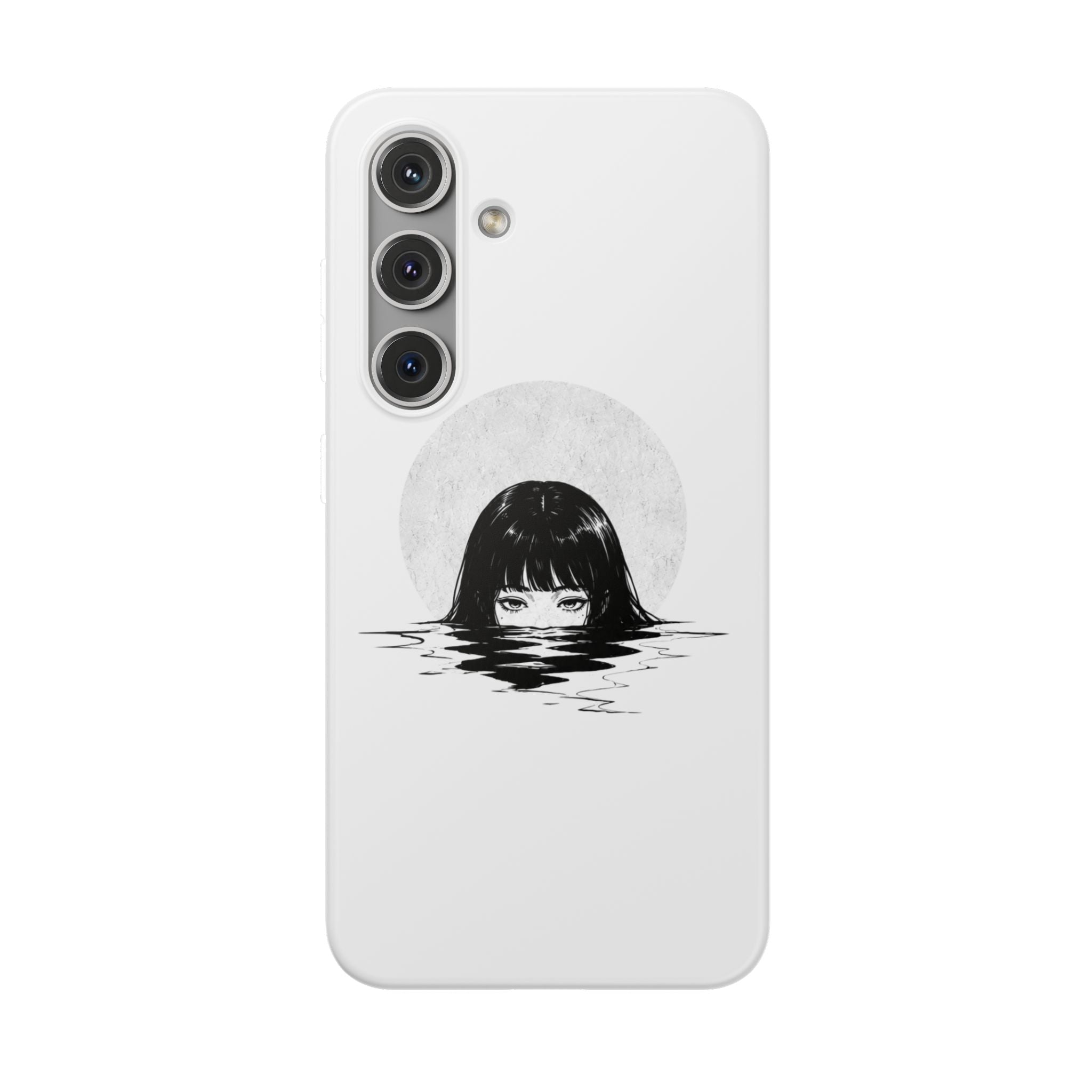 Minimalist Creepy Girl Moon Design