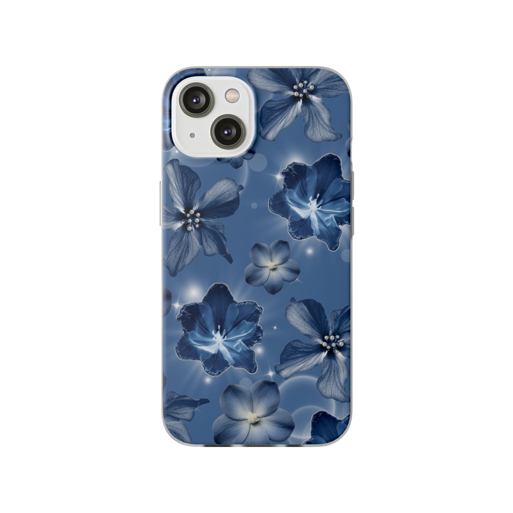 Blue Floral Phone Case — Soft Blue Blossoms Pattern for iPhone