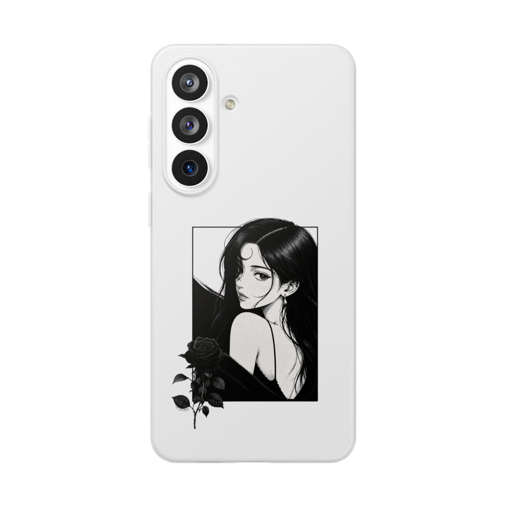 Anime Girl Noir Black Rose Illustration Flexi Case