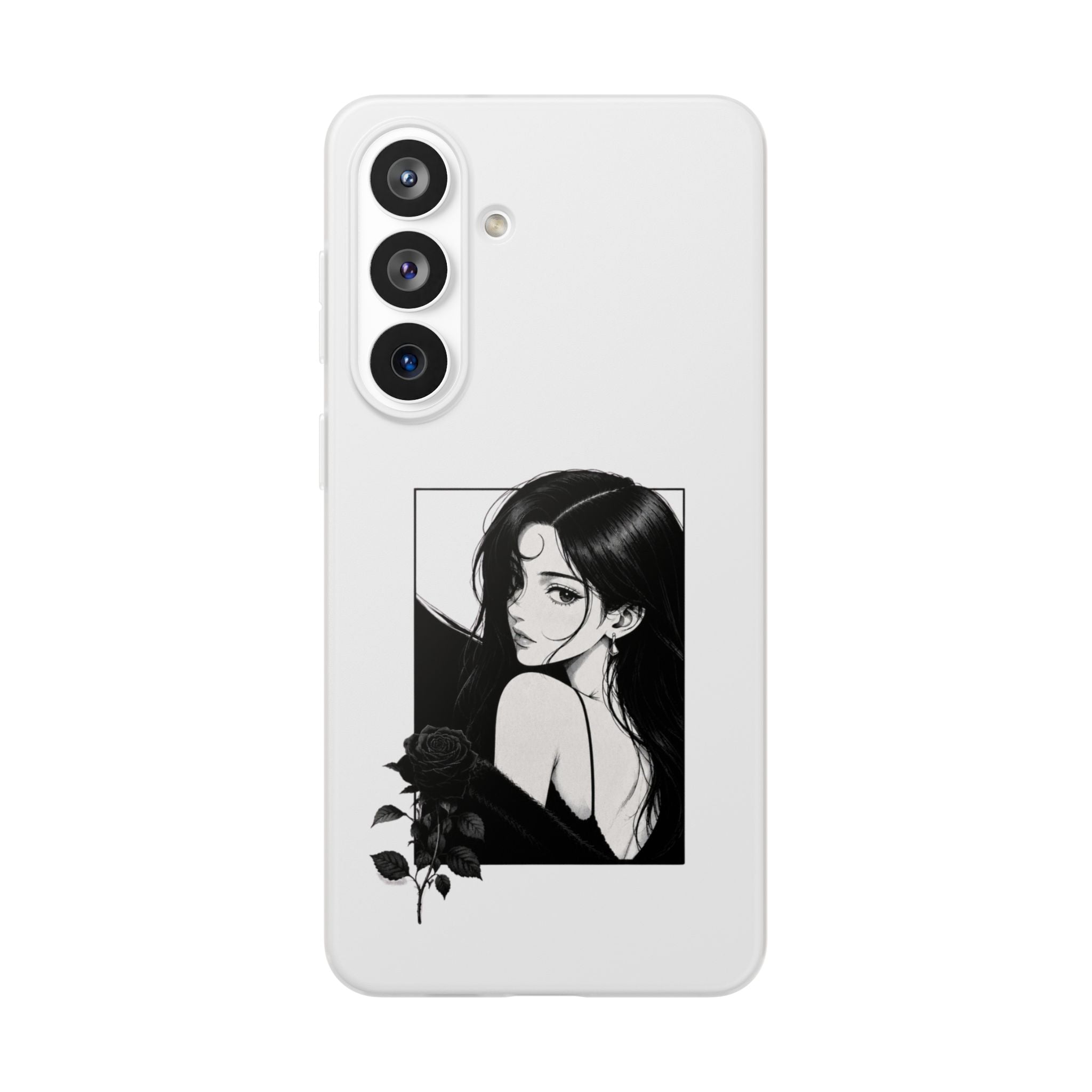 Anime Girl Noir Black Rose Illustration Flexi Case