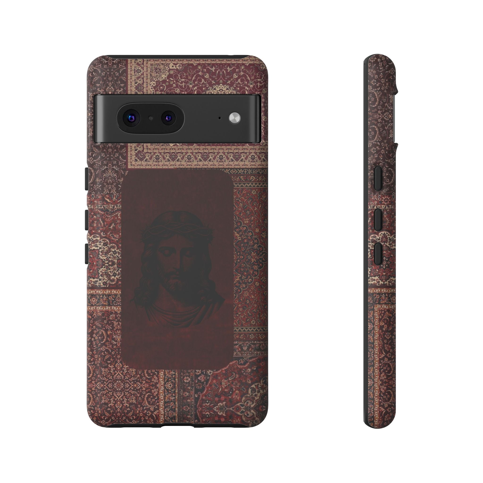 Religious Vintage Rug Phone Case — Jesus Portrait Tough Case