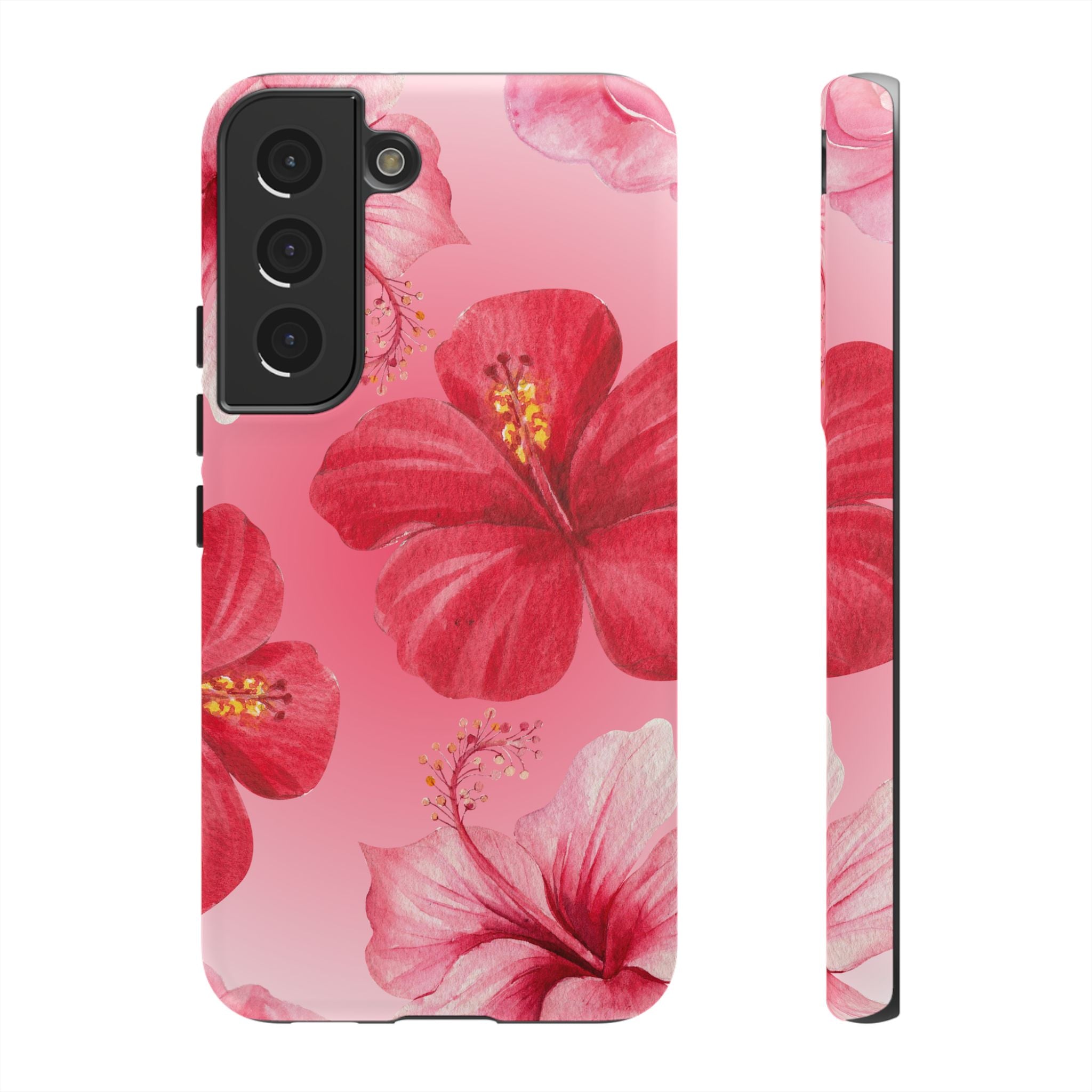 Hibiscus Pink Tough Phone Case — Floral Tropical Protective Cover