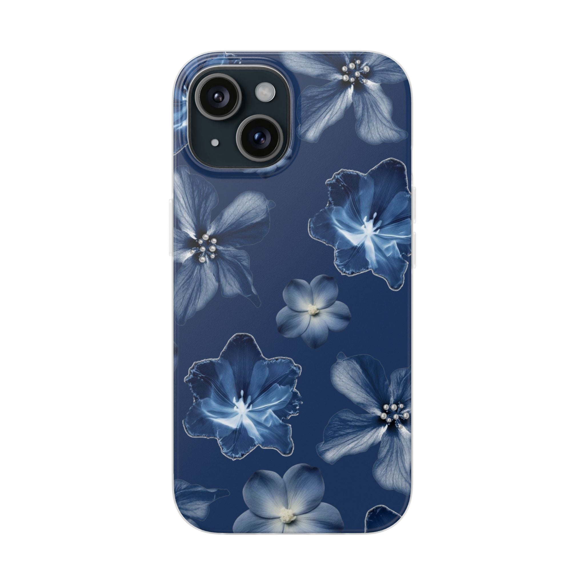 Floral Blue Phone Case — Navy Watercolor Blossom Flexi Case