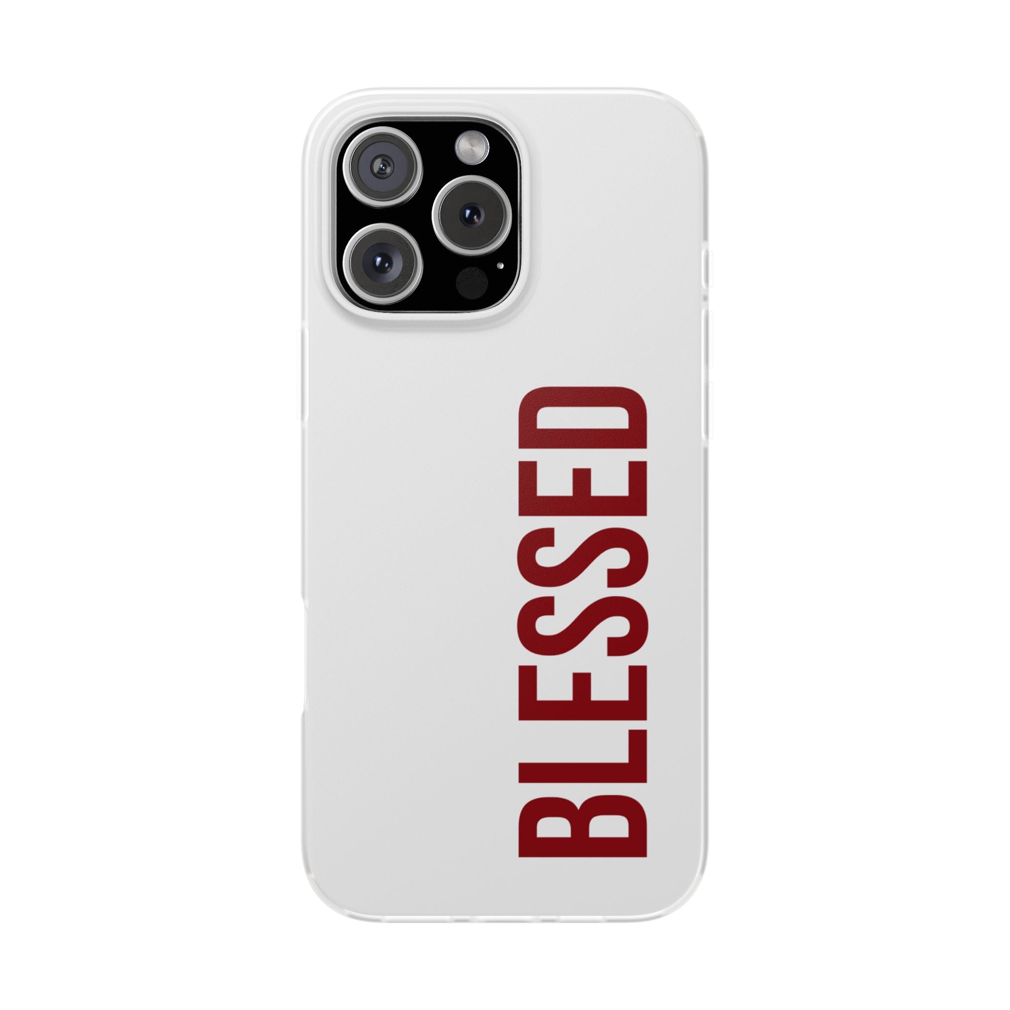 Blessed Phone Case — Vertical Red Typography Clear Flexi Case