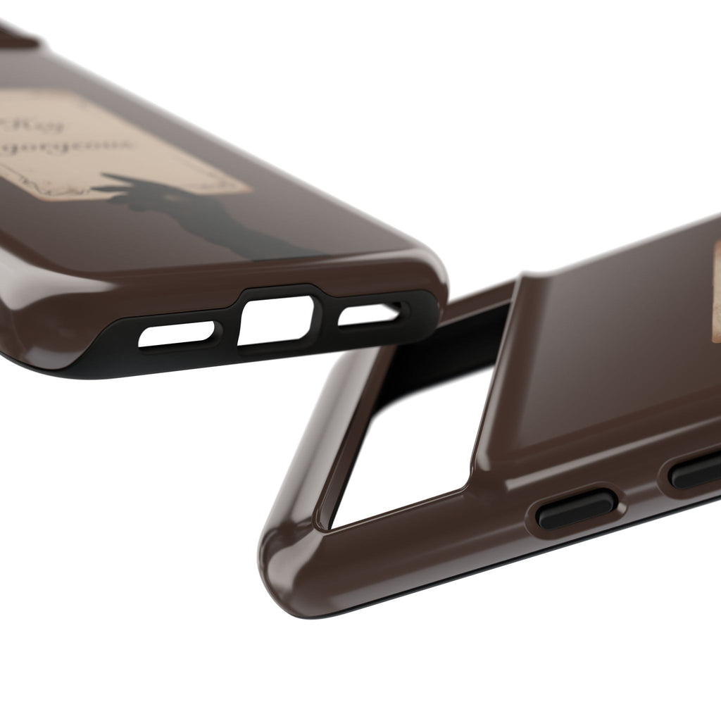 Hey Gorgeous Phone Case — Brown Lip Print & Shadow Hand Protective Cover