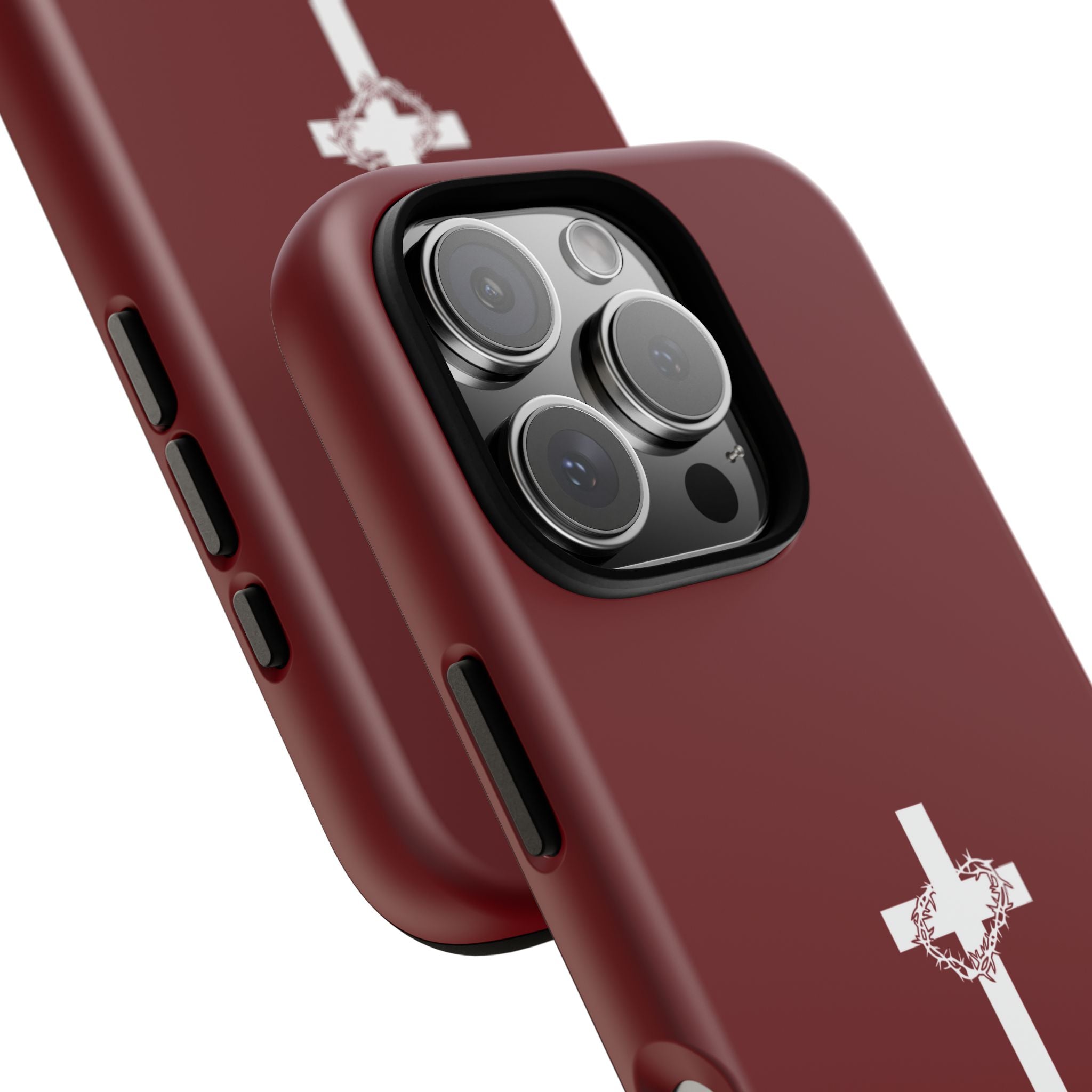 God's Plan — Christian Tough Phone Case | Cross Faith Burgundy Cover