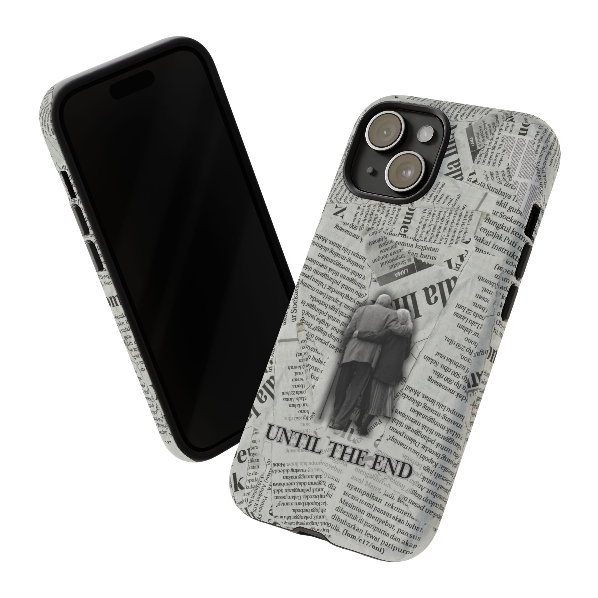 Until the End Newspaper Collage Phone Case