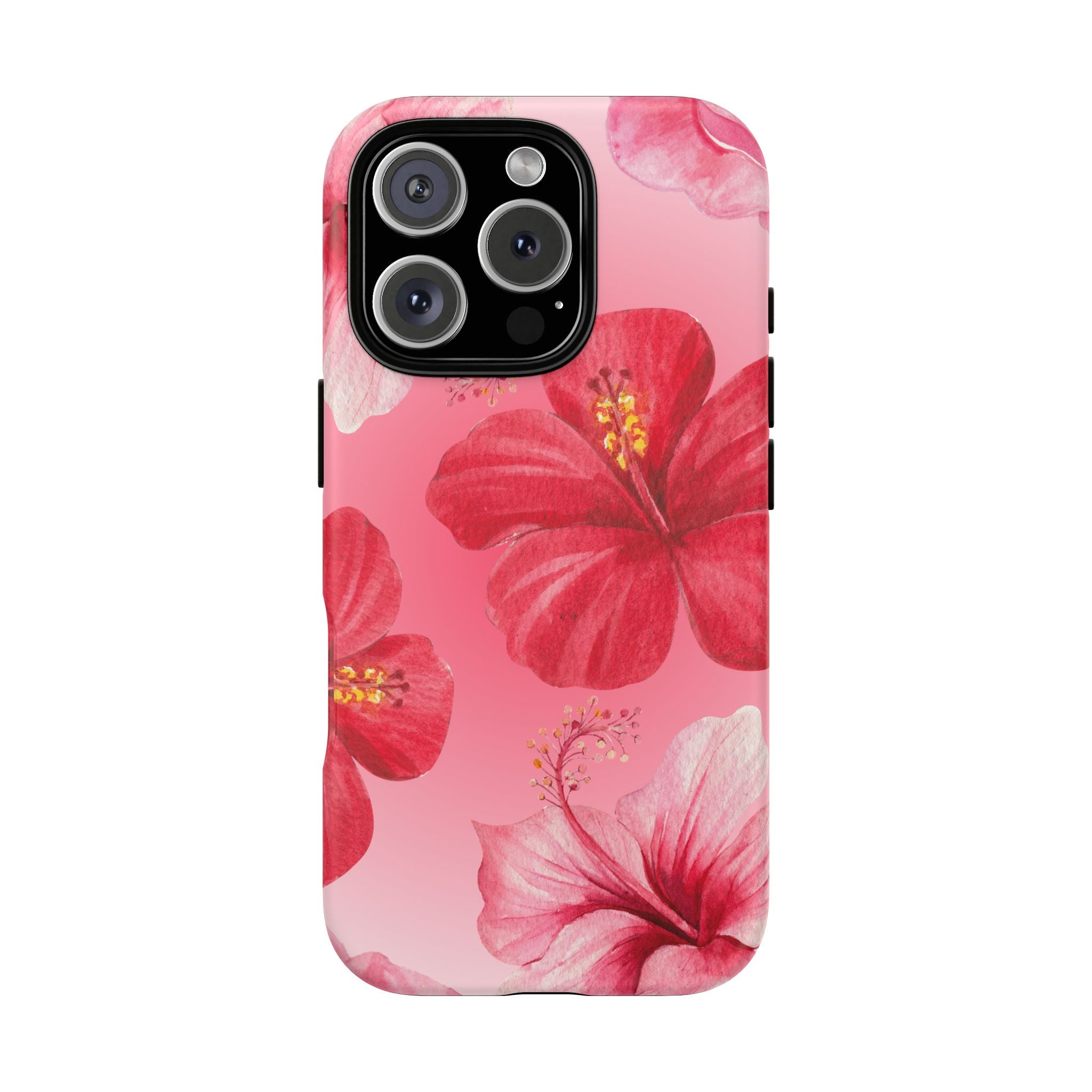 Hibiscus Pink Tough Phone Case — Floral Tropical Protective Cover