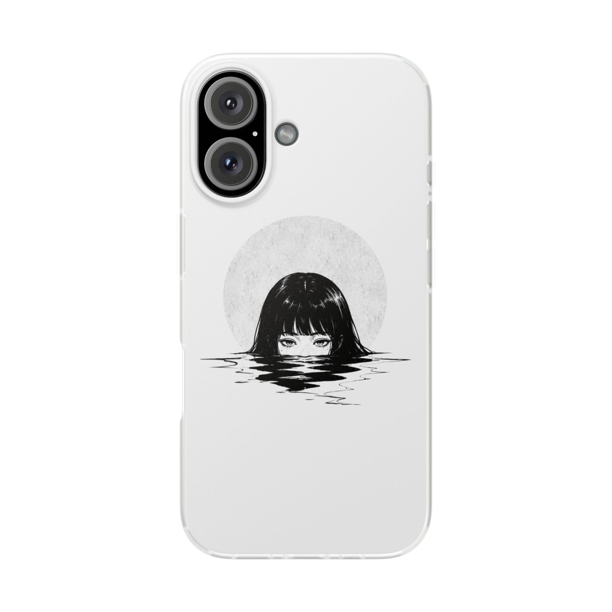 Minimalist Creepy Girl Moon Design