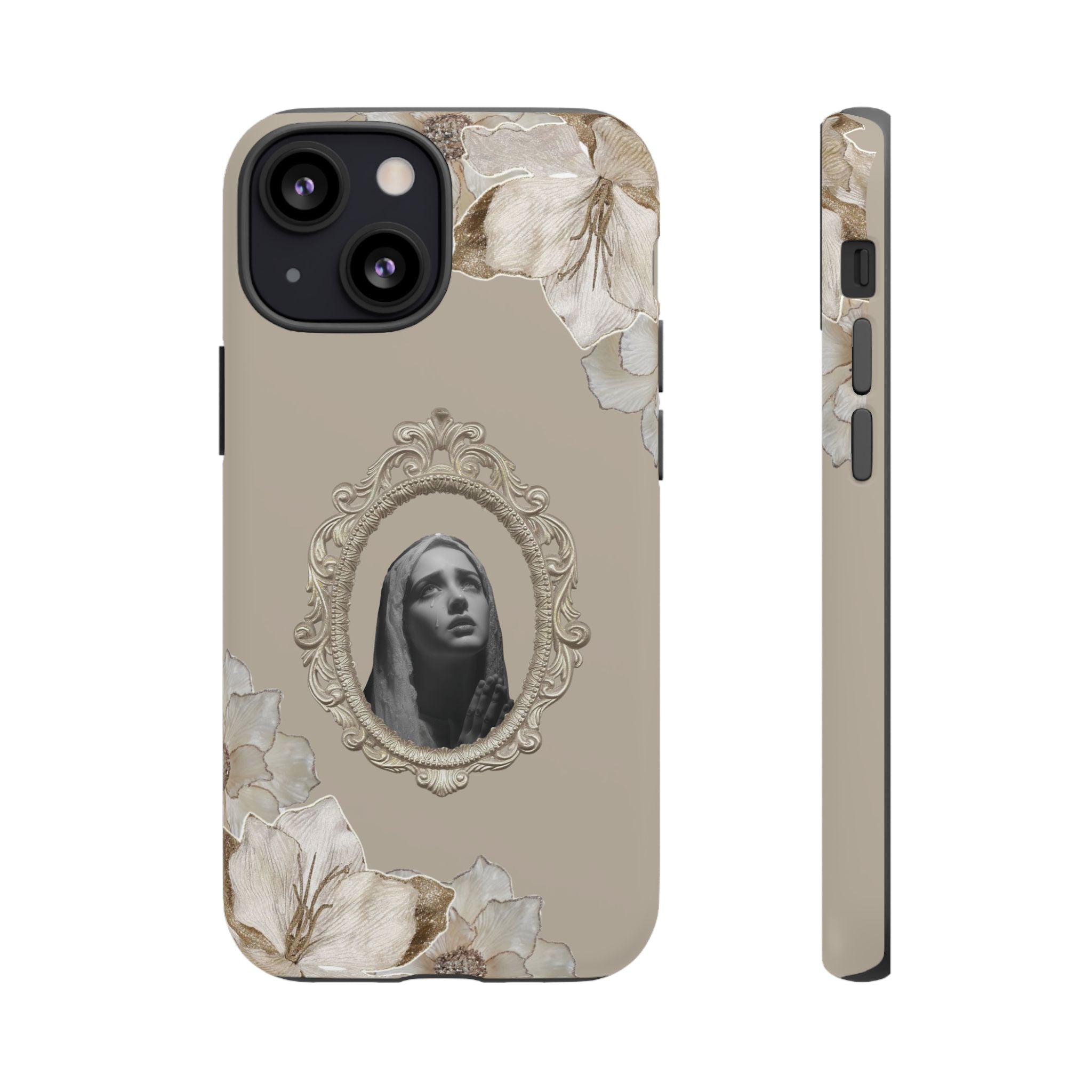 Vintage Floral Phone Case with Sacred Madonna Portrait