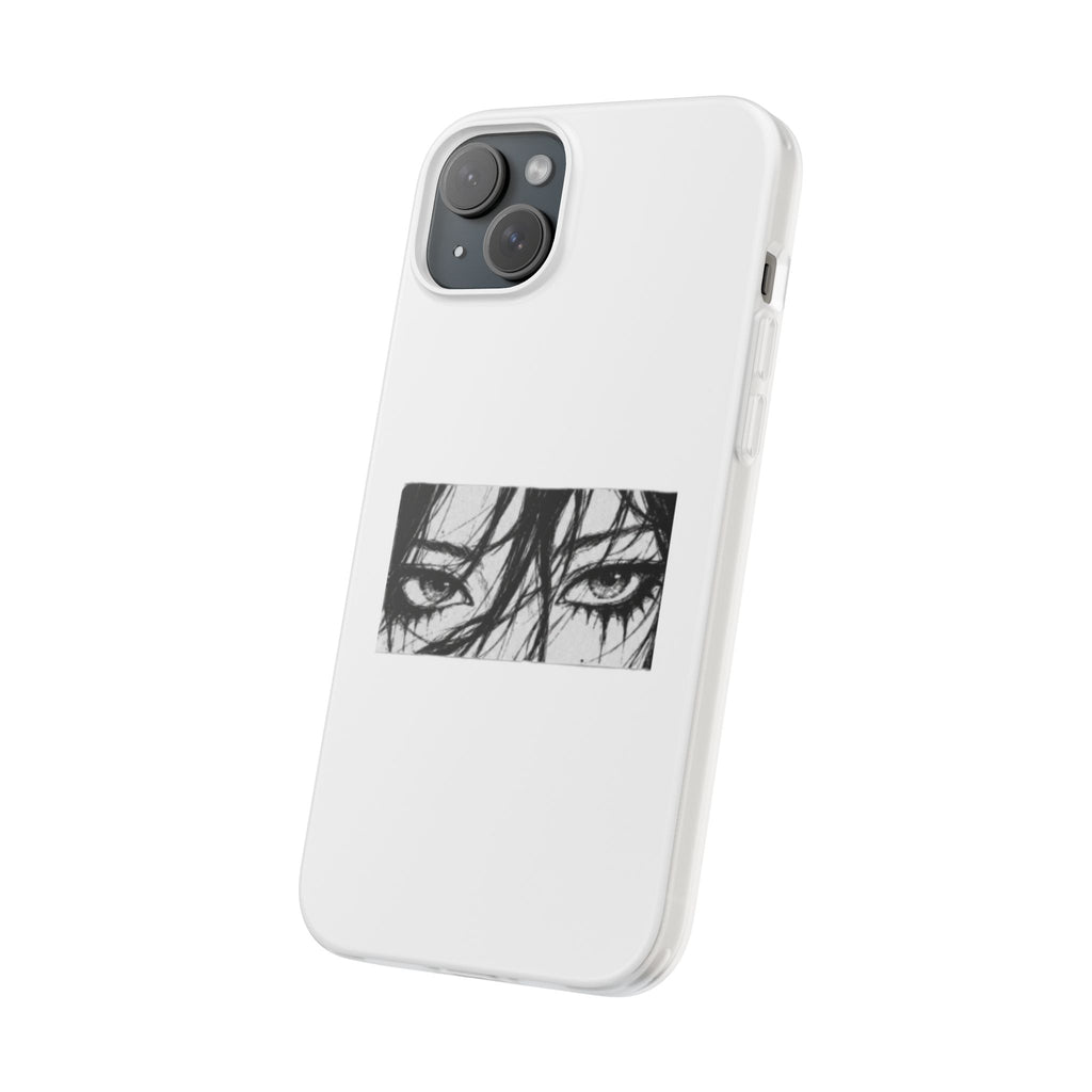 Anime Eyes Illustration Phone Case - Moody Black & White Flexi Case