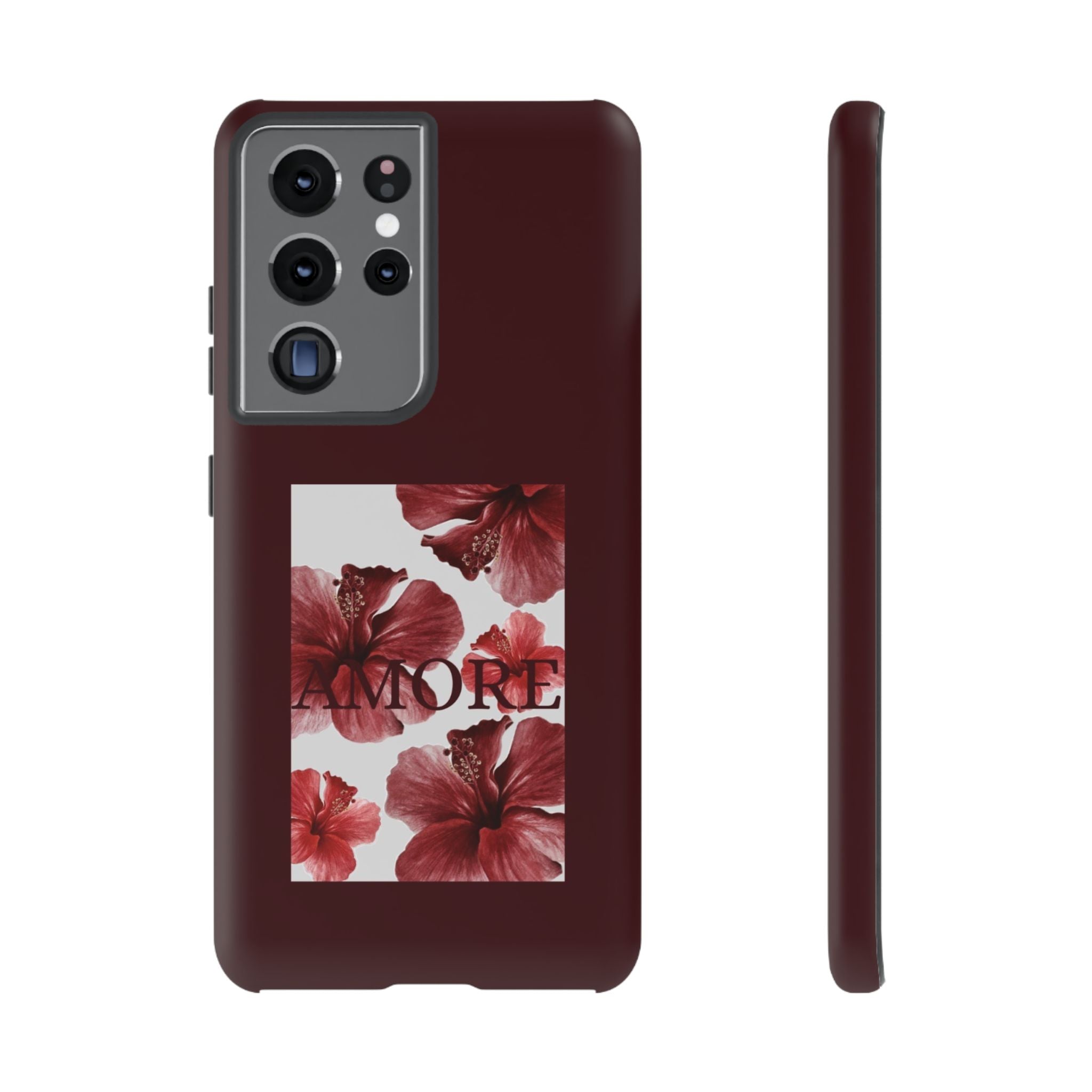 Amore Floral Phone Case — Burgundy Tough Protective Cover
