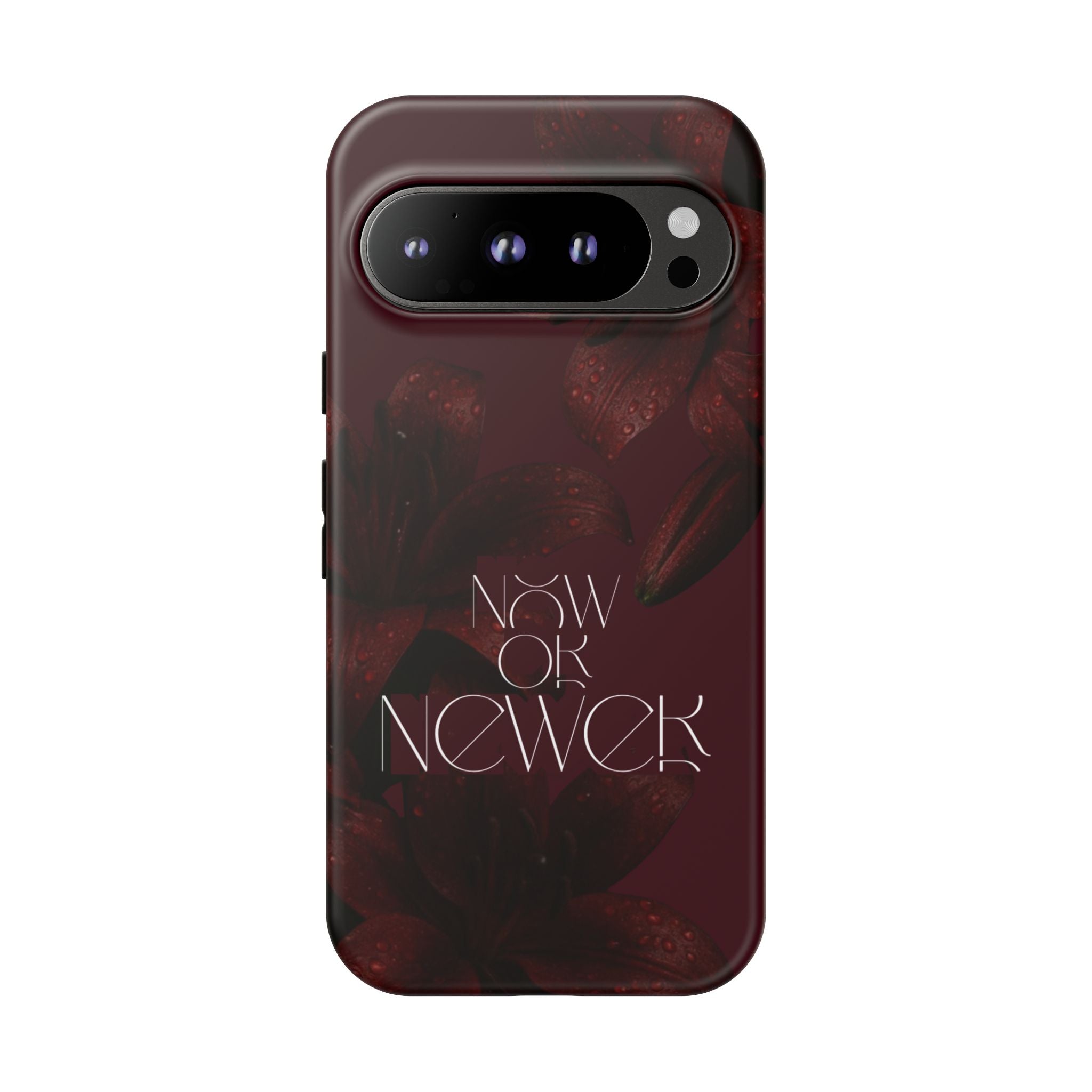Tough Cases – Burgundy Floral “Now or Never” Protective Phone Case