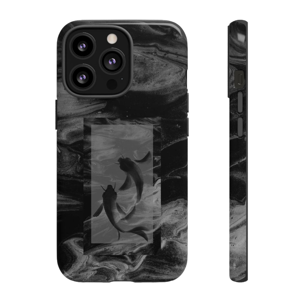 Koi Yin-Yang Marble Phone Case – Black Smoky Art Protection