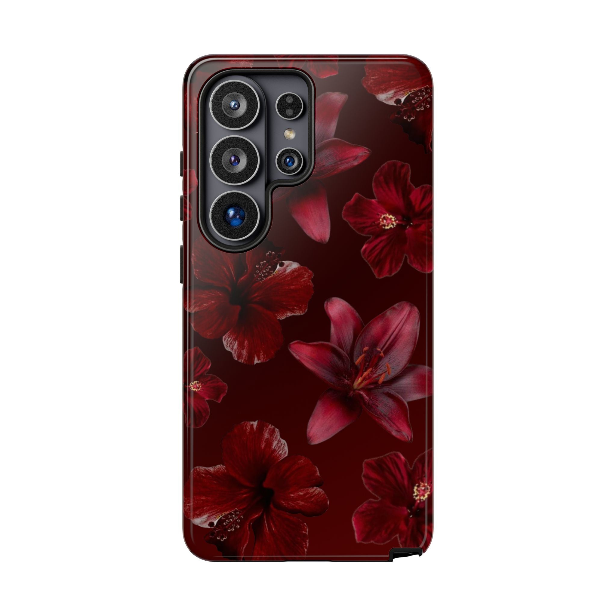 Tough Cases - Dark Red Floral Phone Case