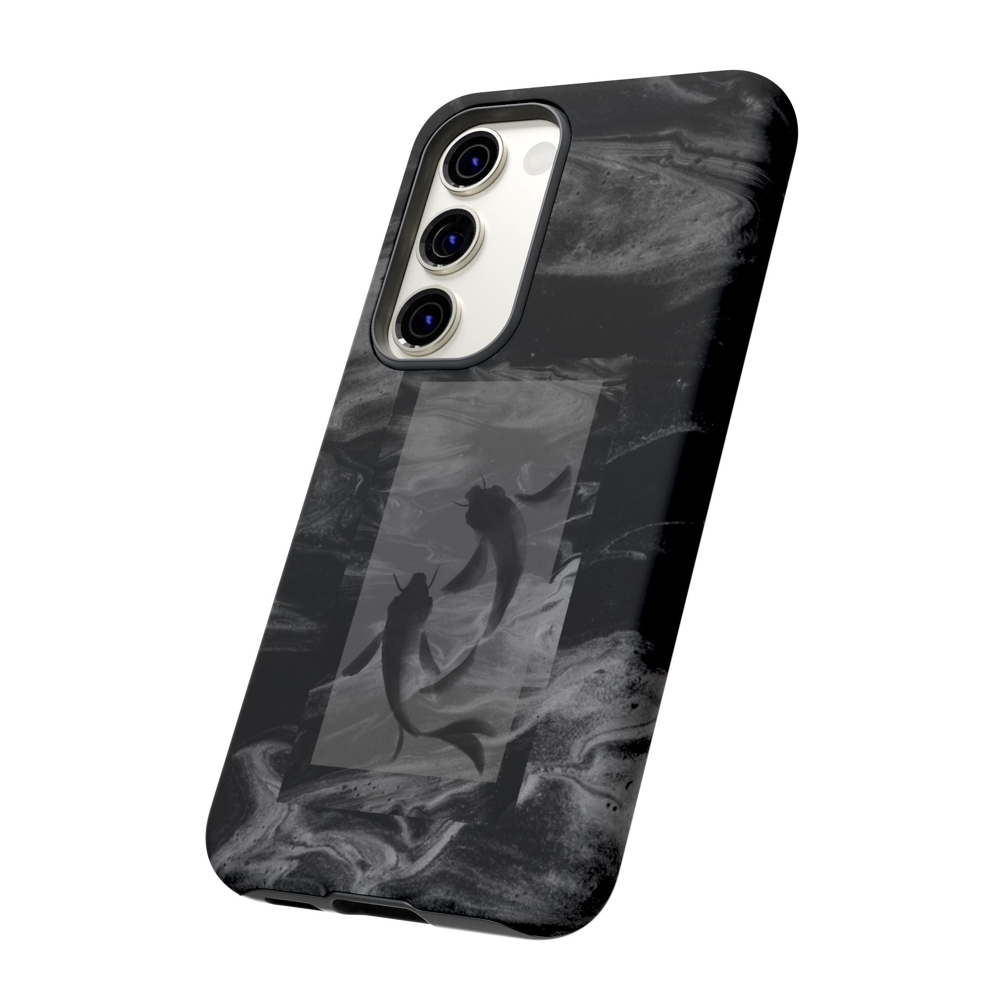 Koi Yin-Yang Marble Phone Case – Black Smoky Art Protection