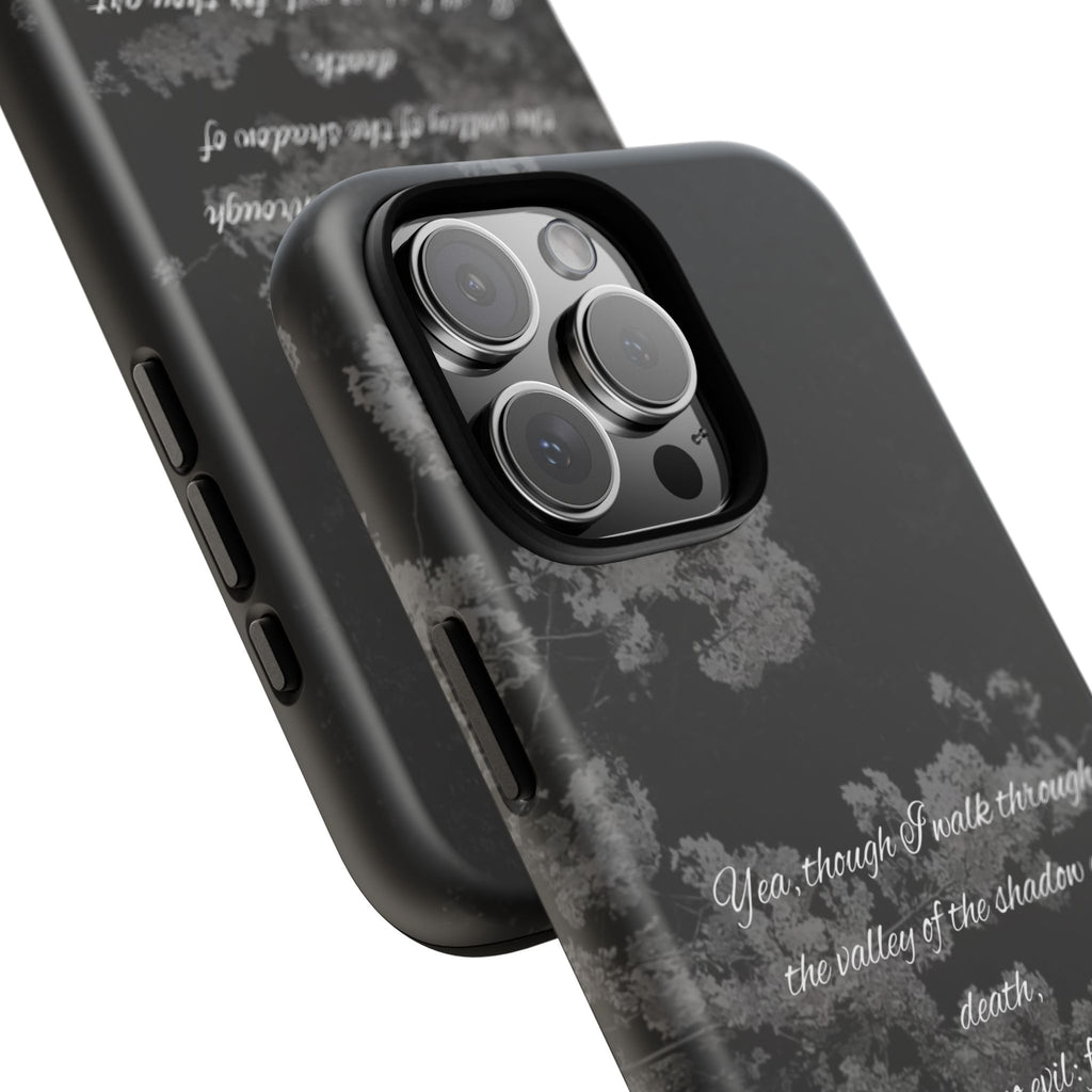 Bible Verse Phone Case — Psalm 23:4 Comfort Black Protective Cover