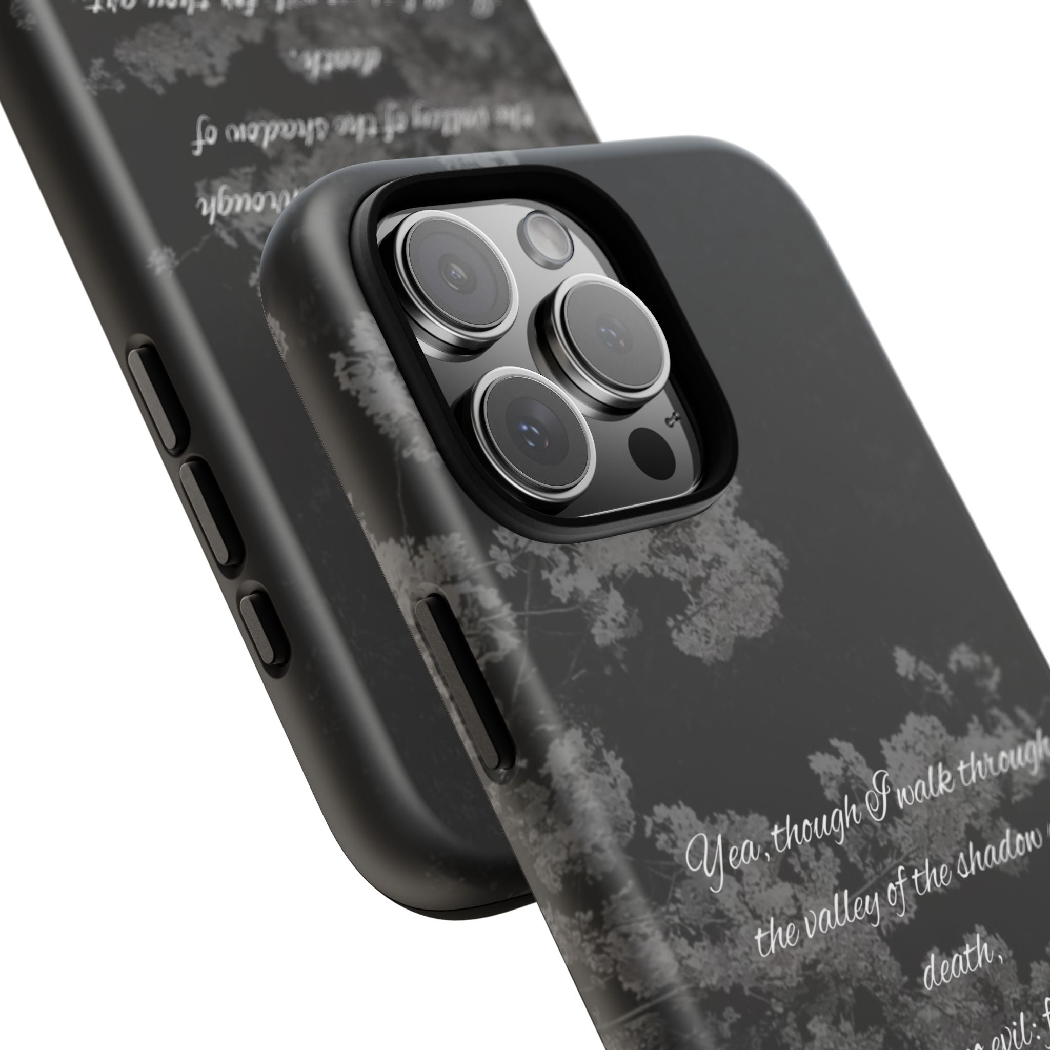 Bible Verse Phone Case — Psalm 23:4 Comfort Black Protective Cover