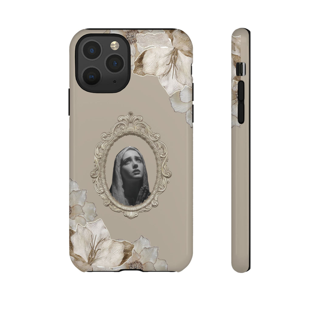 Vintage Floral Phone Case with Sacred Madonna Portrait