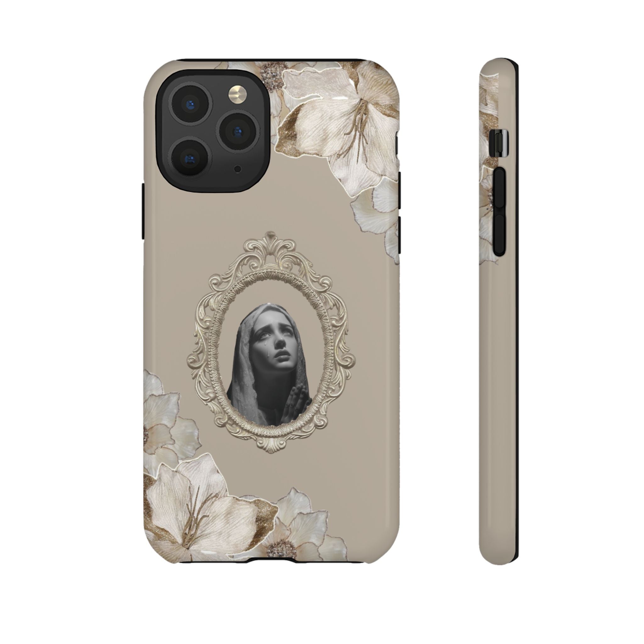 Vintage Floral Phone Case with Sacred Madonna Portrait