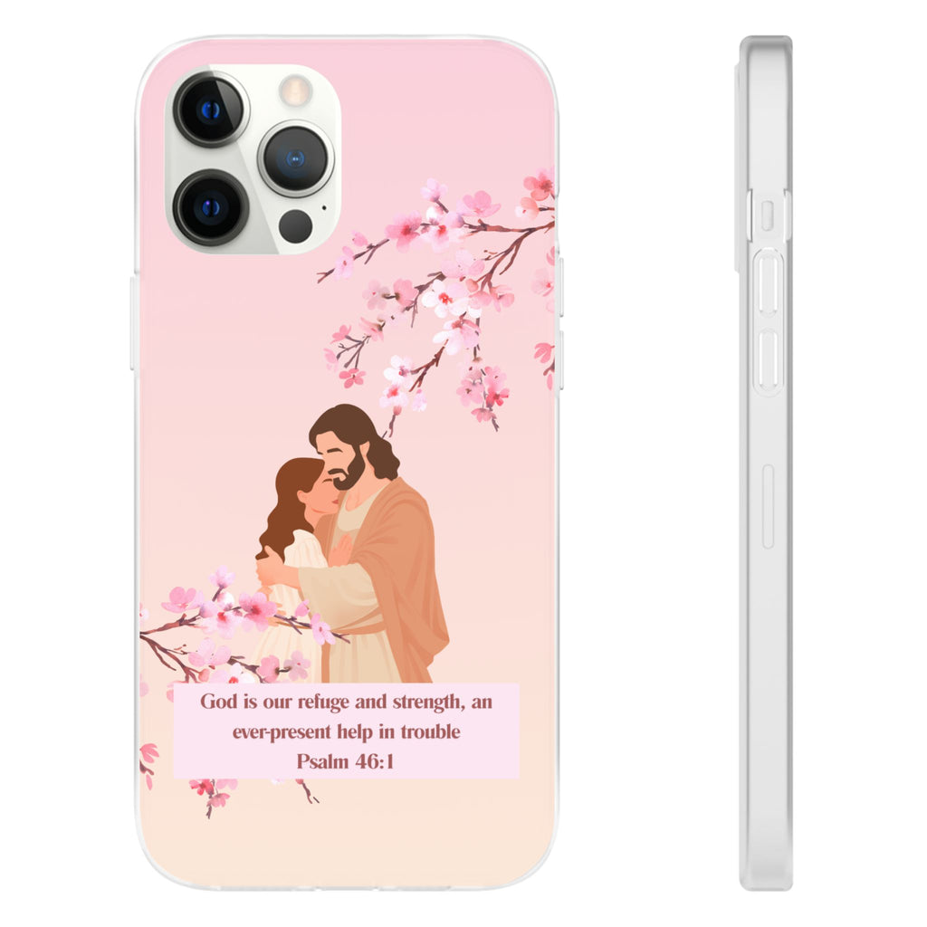 God Is Our Refuge – Psalm 46:1 Cherry Blossom Christian Flexi Phone Case