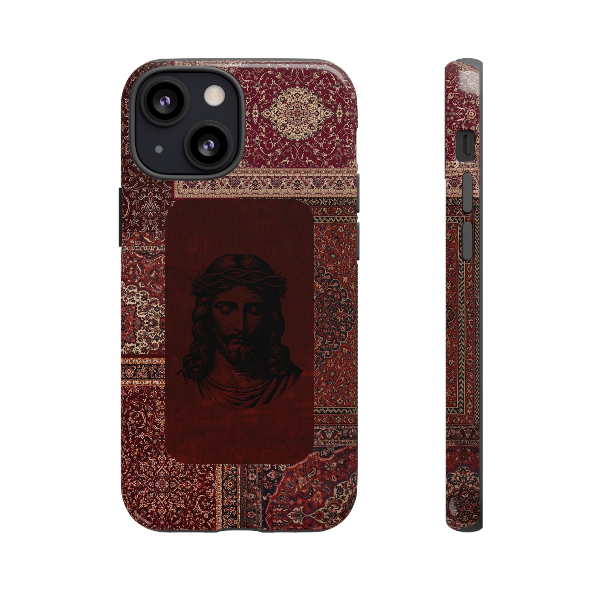 Religious Vintage Rug Phone Case — Jesus Portrait Tough Case