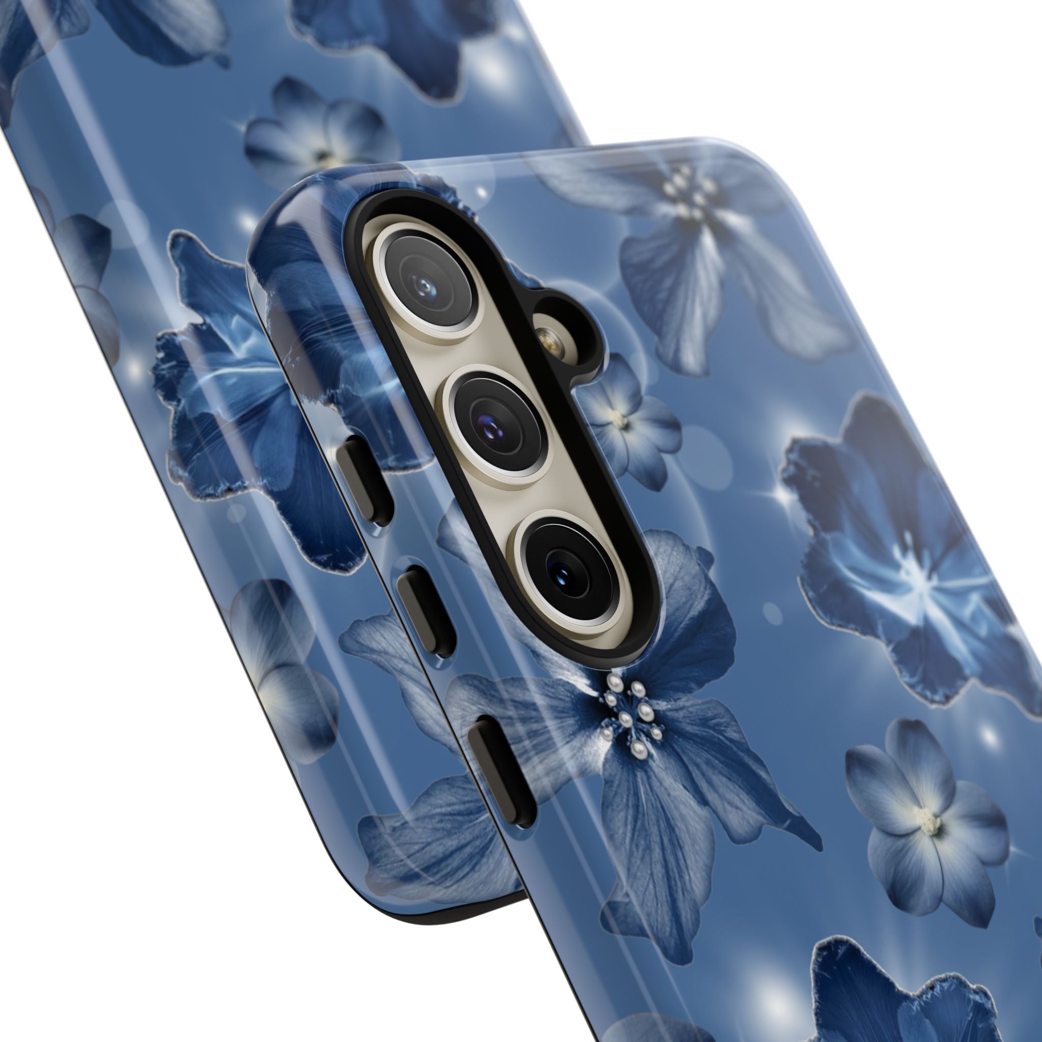 Blue Floral Tough Phone Case — Protective Blossom Design