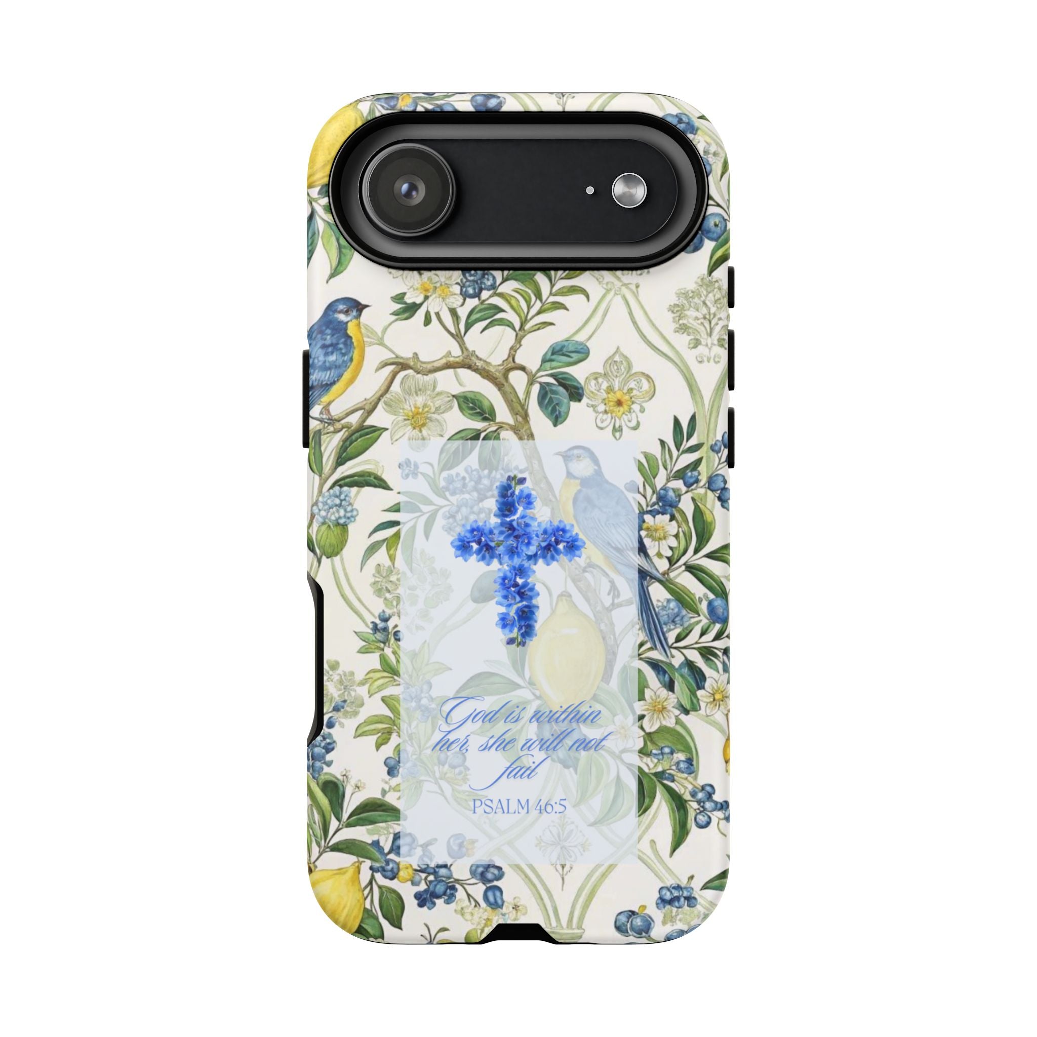 Floral Cross Tough Phone Case — Psalms Blessing Protective Cover