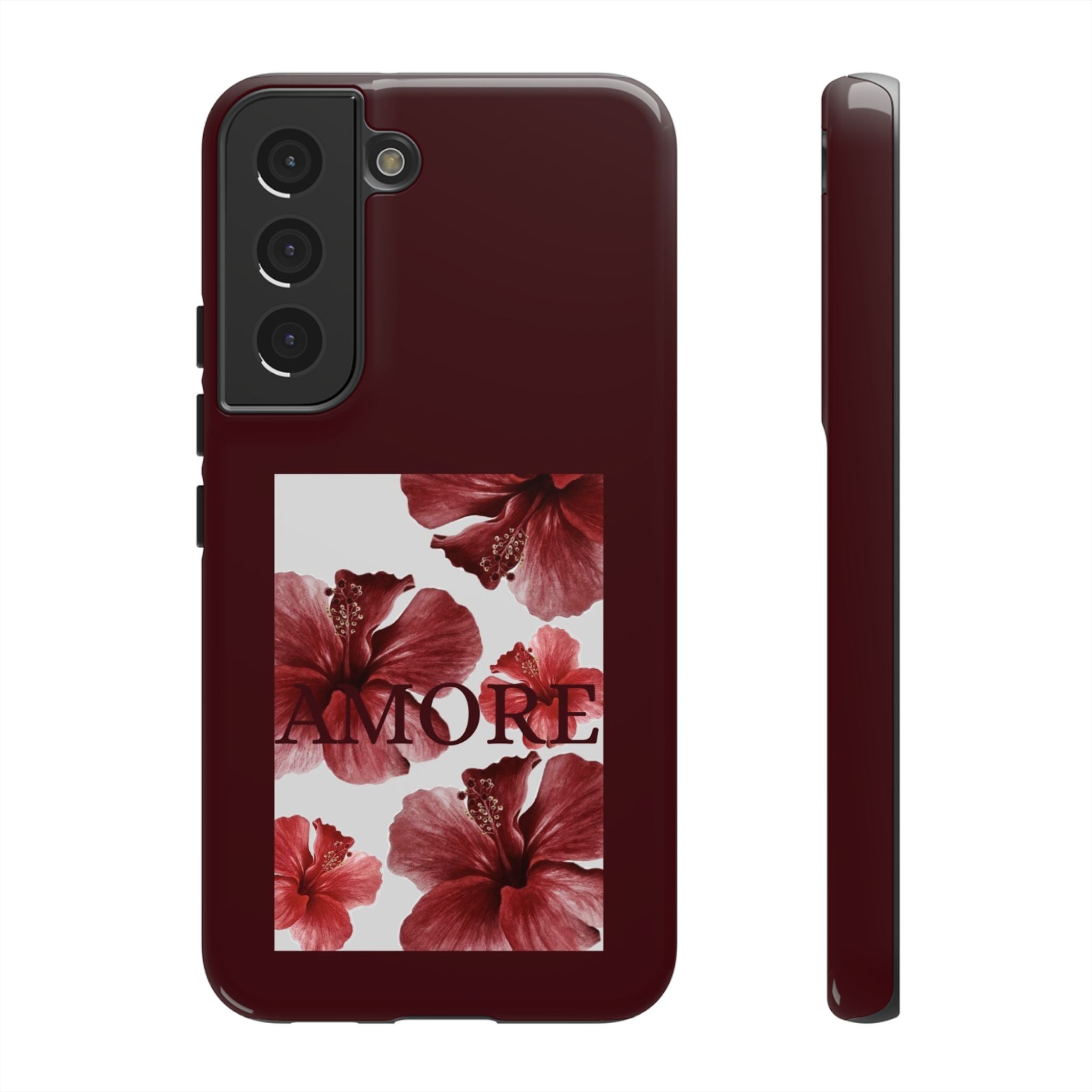 Amore Floral Phone Case — Burgundy Tough Protective Cover