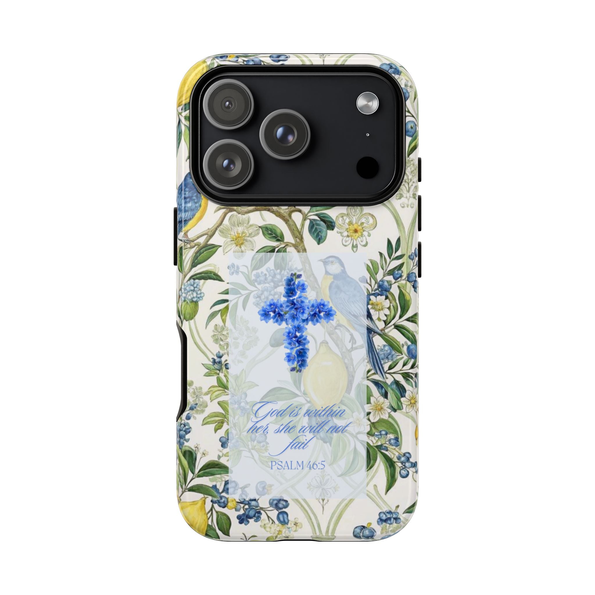 Floral Cross Tough Phone Case — Psalms Blessing Protective Cover