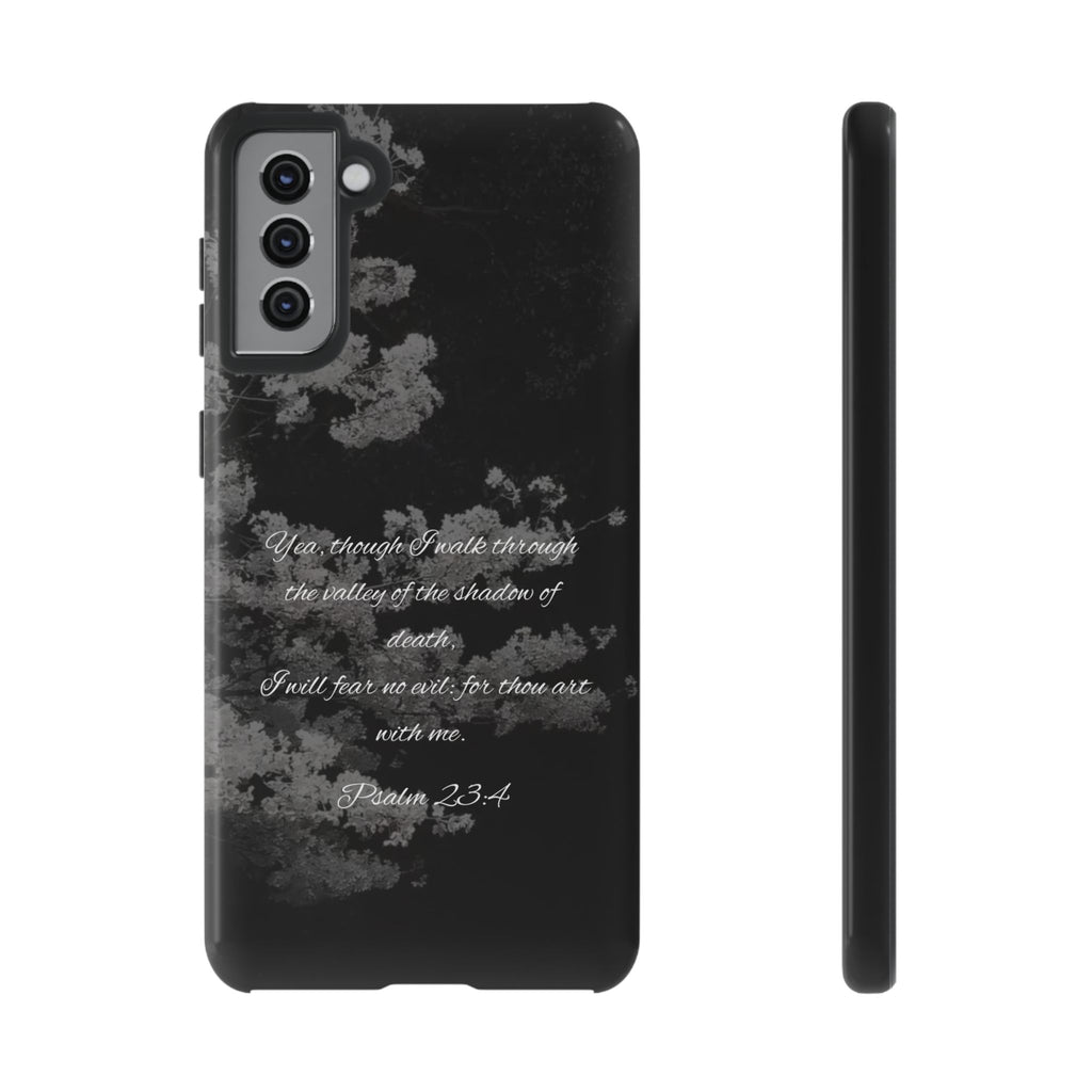 Bible Verse Phone Case — Psalm 23:4 Comfort Black Protective Cover