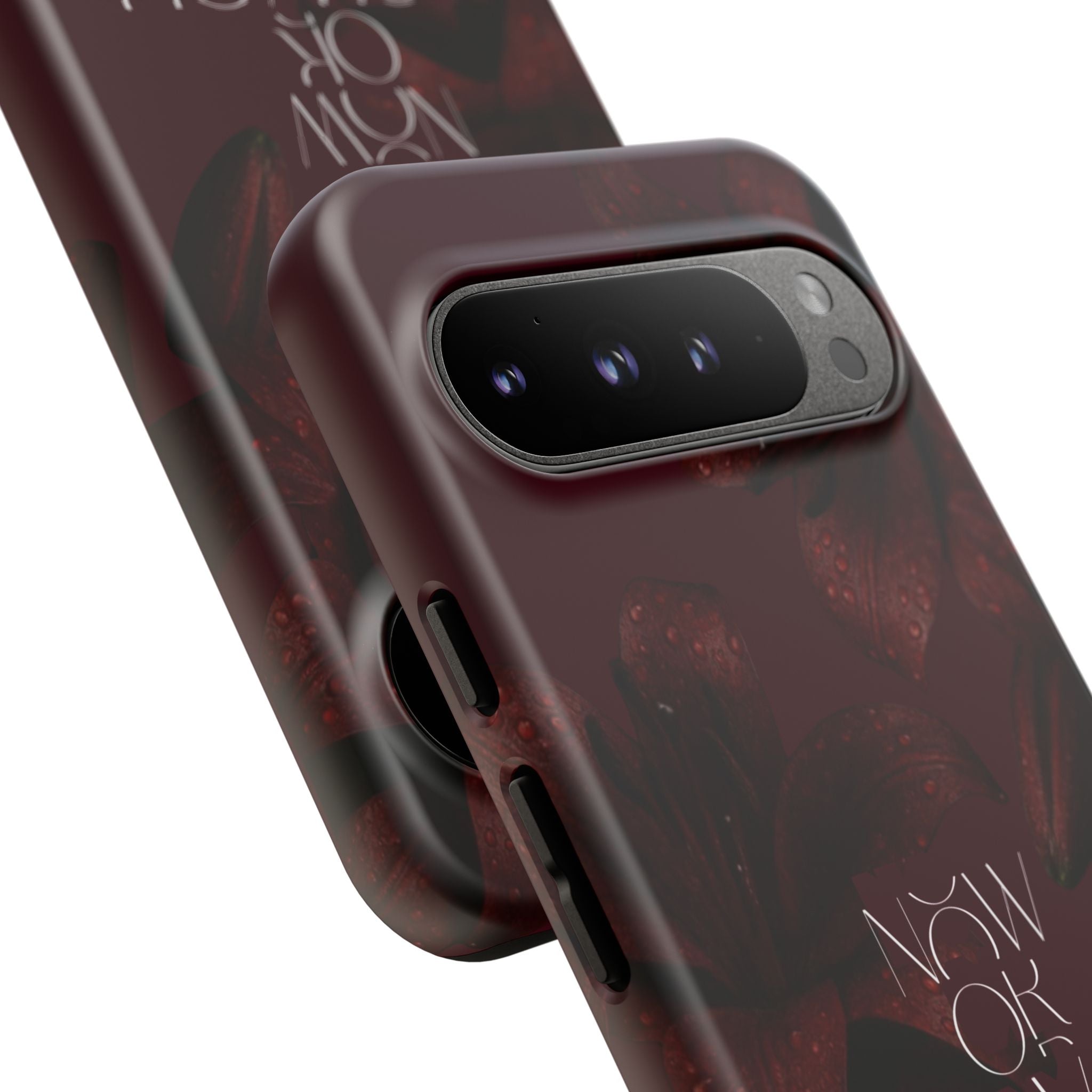 Tough Cases – Burgundy Floral “Now or Never” Protective Phone Case