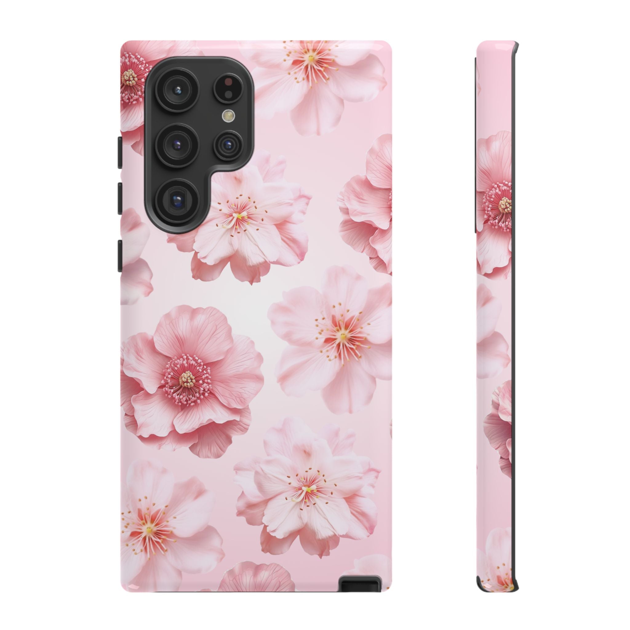 Pink Floral Tough Phone Case — Protective Sakura Blossom Design