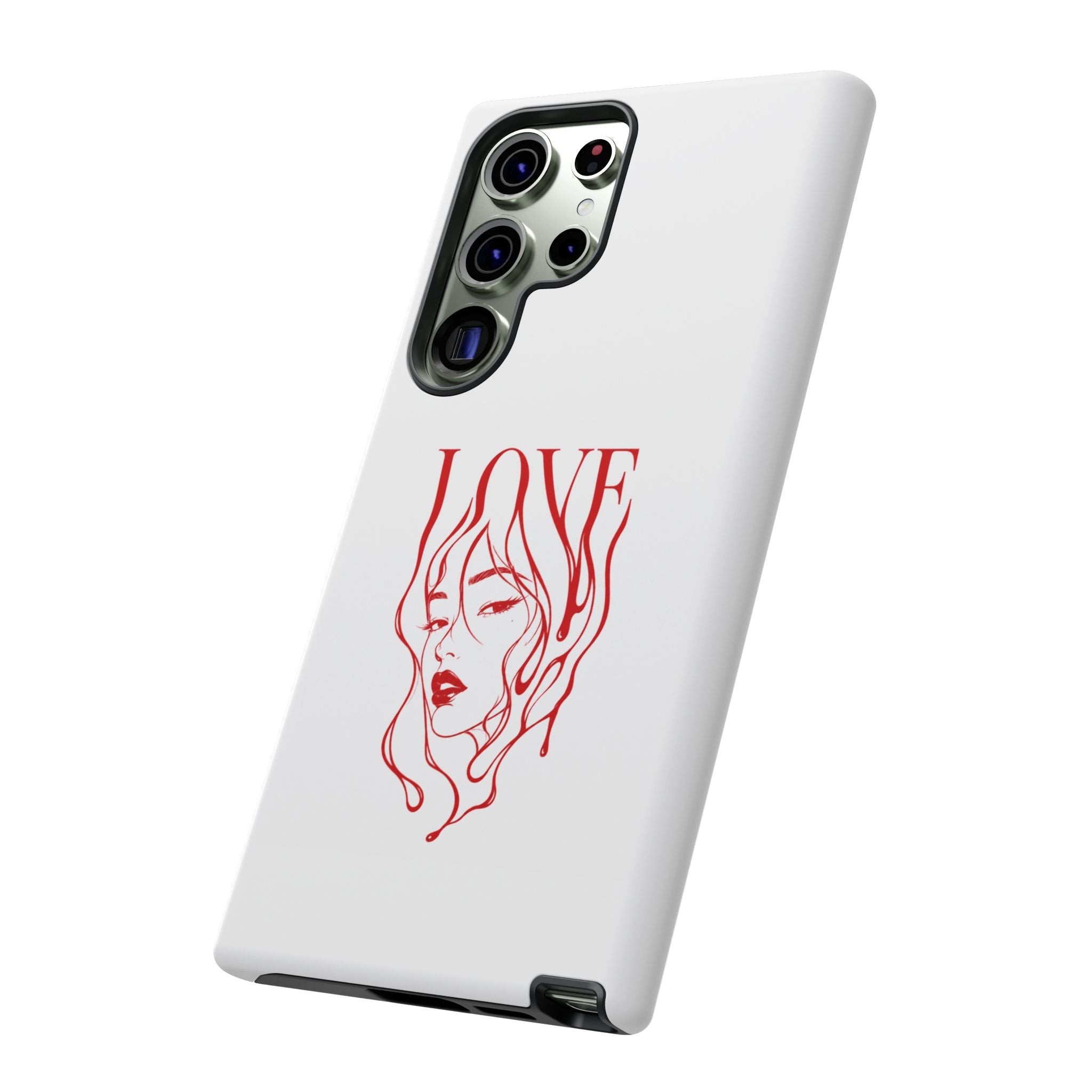 Red Line Art 'Love' Face Design - Tough Case