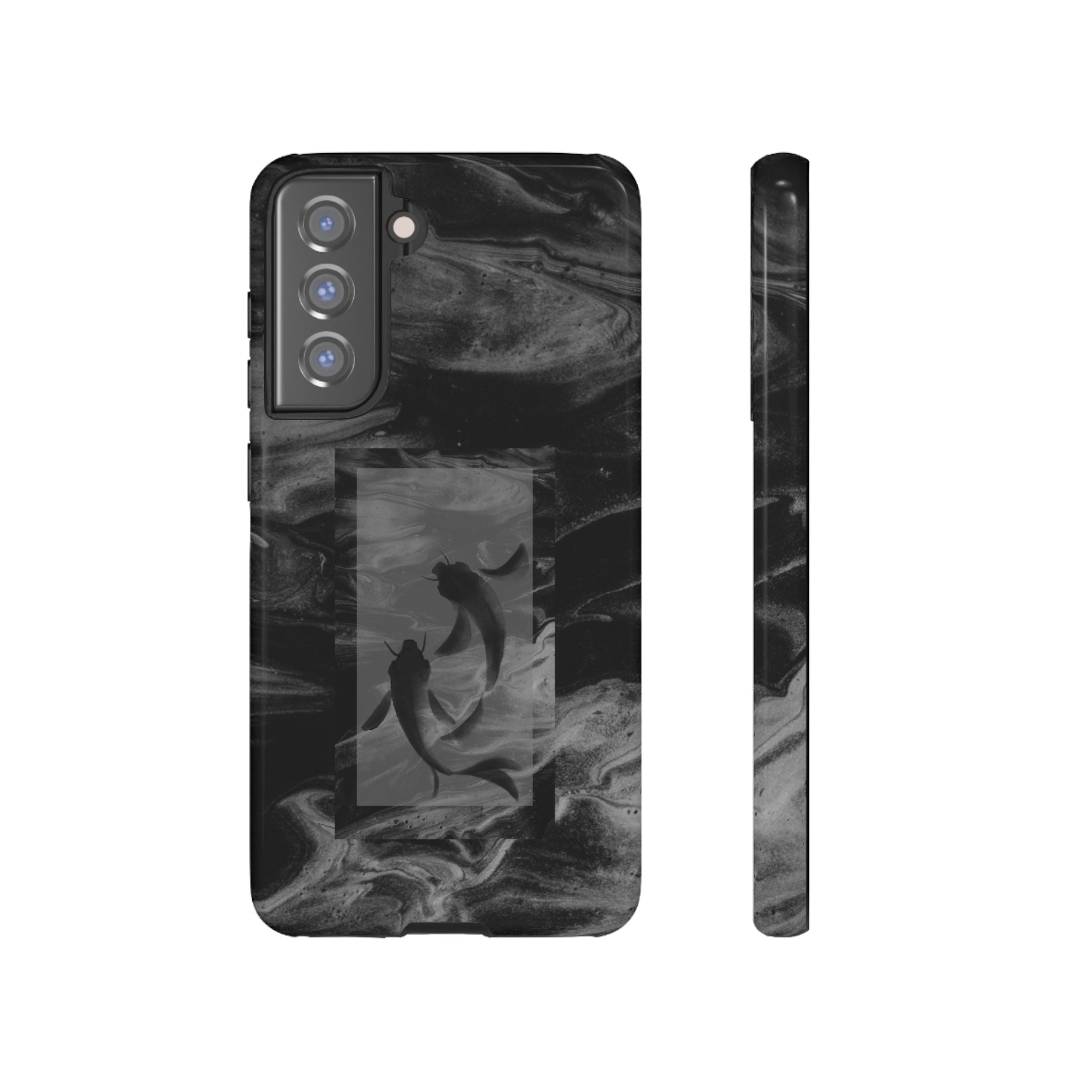 Koi Yin-Yang Marble Phone Case – Black Smoky Art Protection